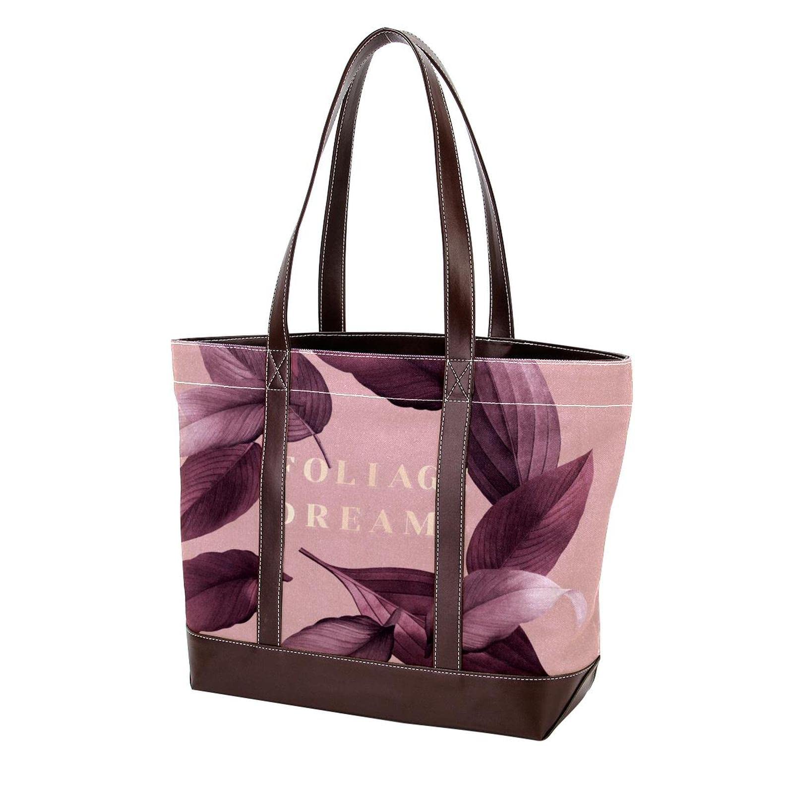 Stylish Large Leather Canvas Tote Bags for Women - Sailboat Print Shoulder Satchel & Hobo Handbag - Perfect for Beach, Shopping, and Everyday Use