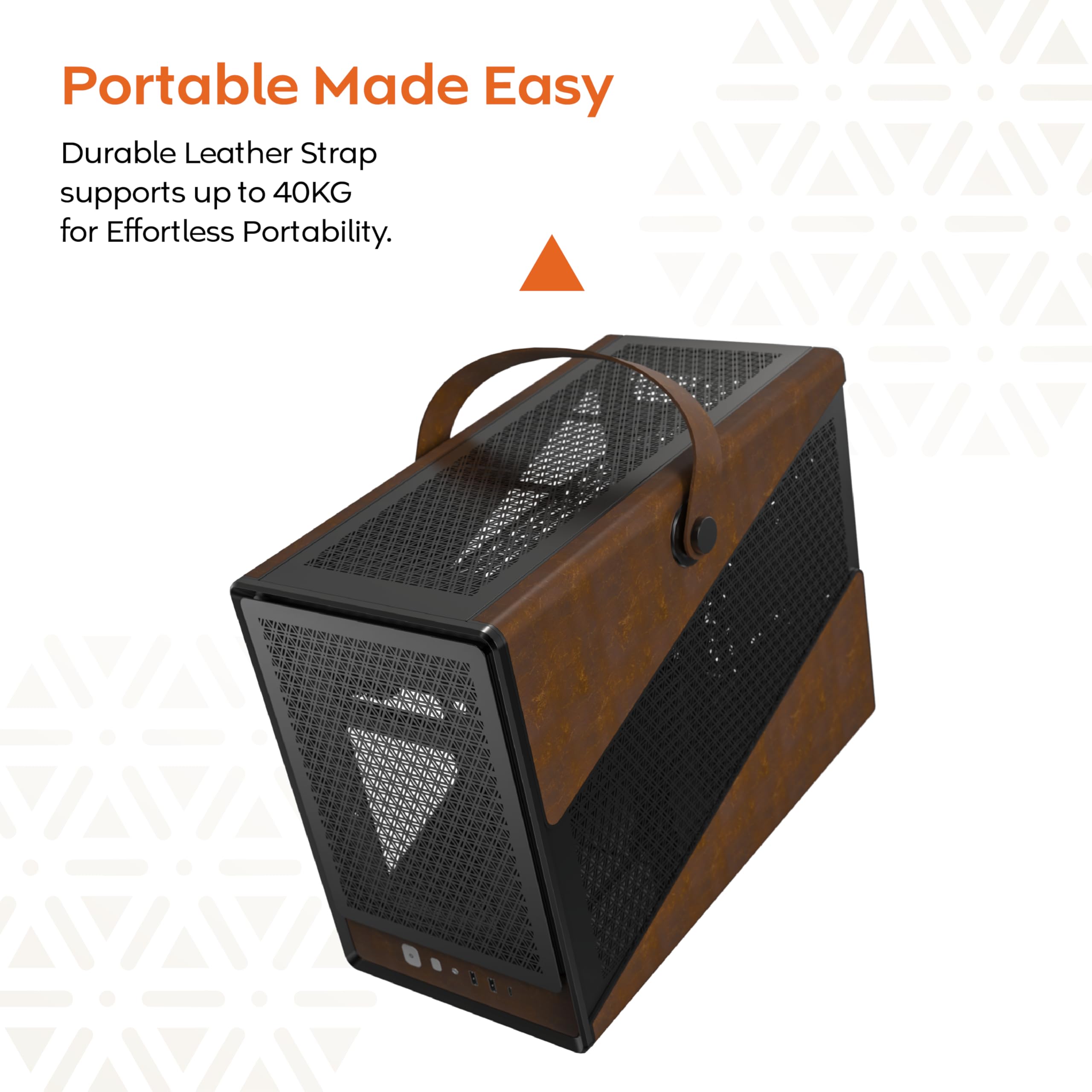 MontECH Heritage PRO mATX Gaming Case - Compact Leather Chassis with Signature Handle, Supports RTX 50 Series GPUs, ATX PSU & 360mm AIO, 4 Pre-Installed Fans, Headphone Hanger - Black (PRO) | Perfect for Compact Gaming Setups & LAN Parties