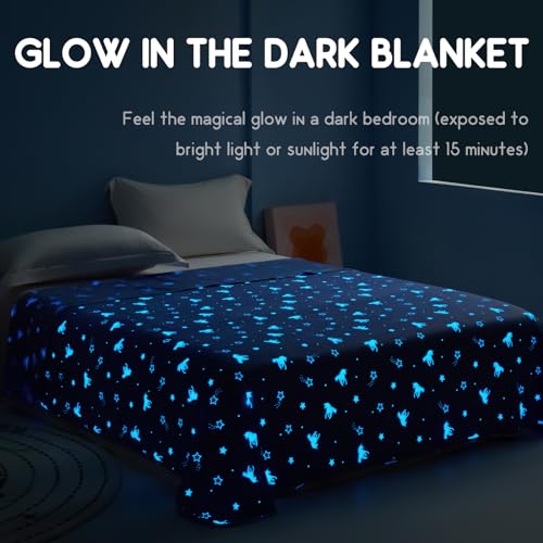 Elegear Glow in the Dark Kids Cooling Blanket - Q Max > 0.5, Fun & Skin Friendly for Summer Nights, Camping, and Sleepovers | Soft & Breathable Blanket for Children's Comfort