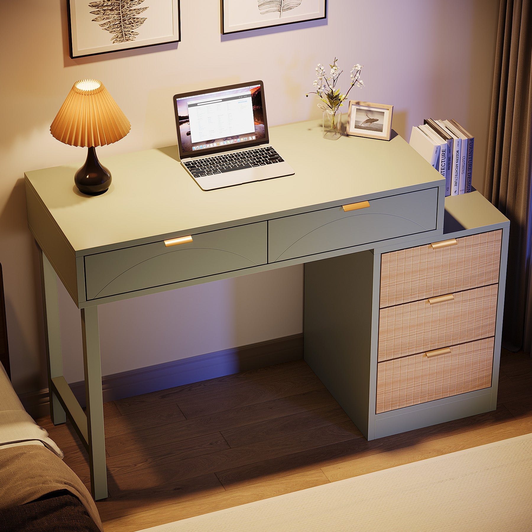 55 Inch Modern Computer Desk - Home Office & Study Desk with Sturdy Frame, Perfect for Remote Work & Online Learning