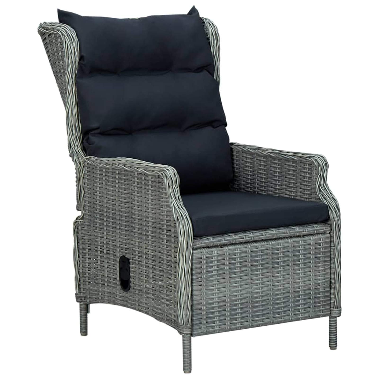 Stackable Reclining Outdoor Patio Chairs with Cushions - Light Gray Poly Rattan Furniture Set for Garden, Poolside & Backyard Relaxation