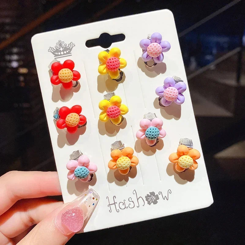 10pcs Cute Girls Earrings Set - Dainty Stud & Hoop Earrings for Teens & Women - Perfect for School, Party & Everyday Wear