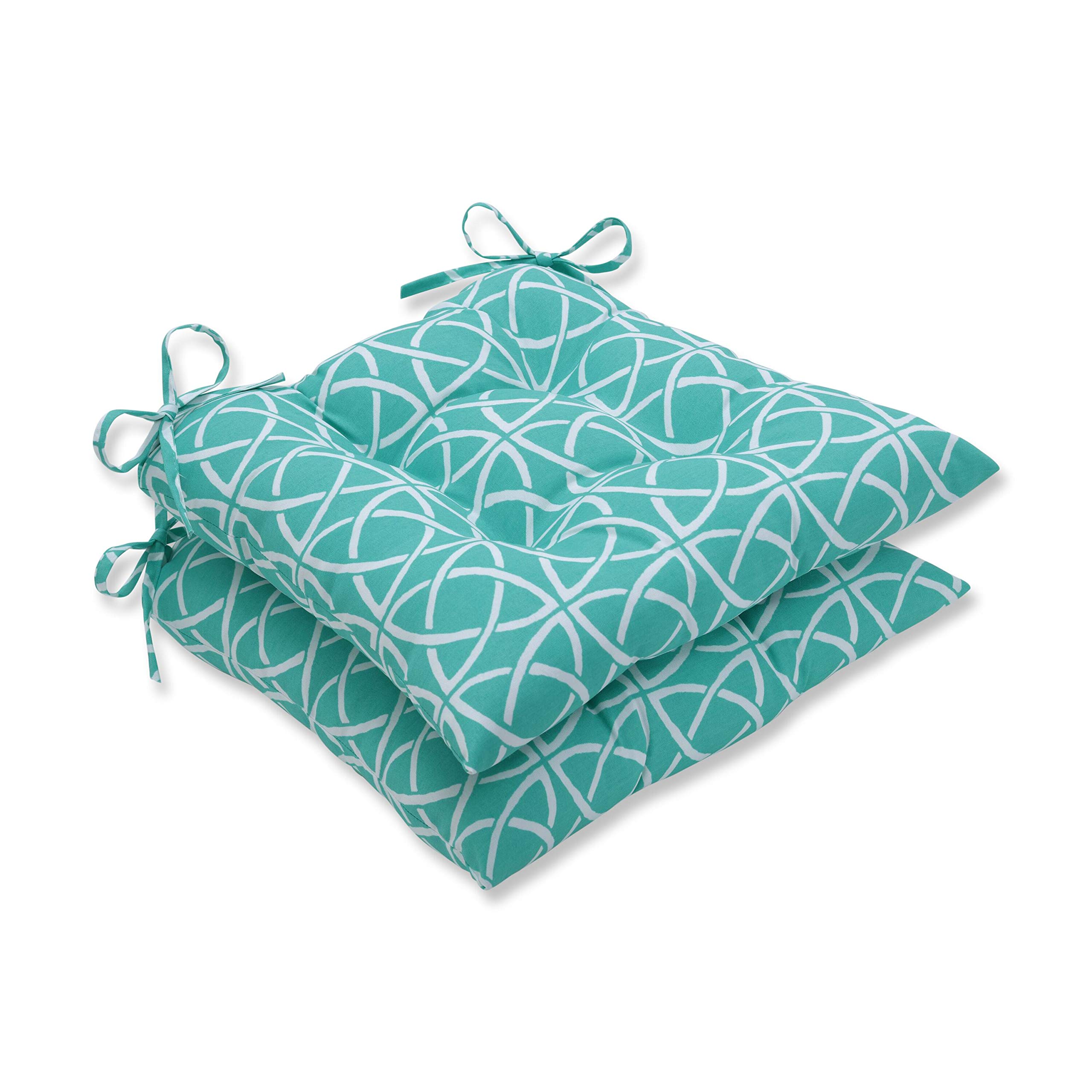 Premium Outdoor/Indoor Catamaran Tile Aqua Tufted Seat Cushions - 19