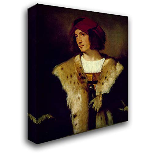 Titian's Portrait of A Man in A Red Cap - 20x22 Inch Gallery Wrapped Canvas Art Print - Renaissance Oil Painting Reproduction for Home Decor, Office Wall Art & Gift