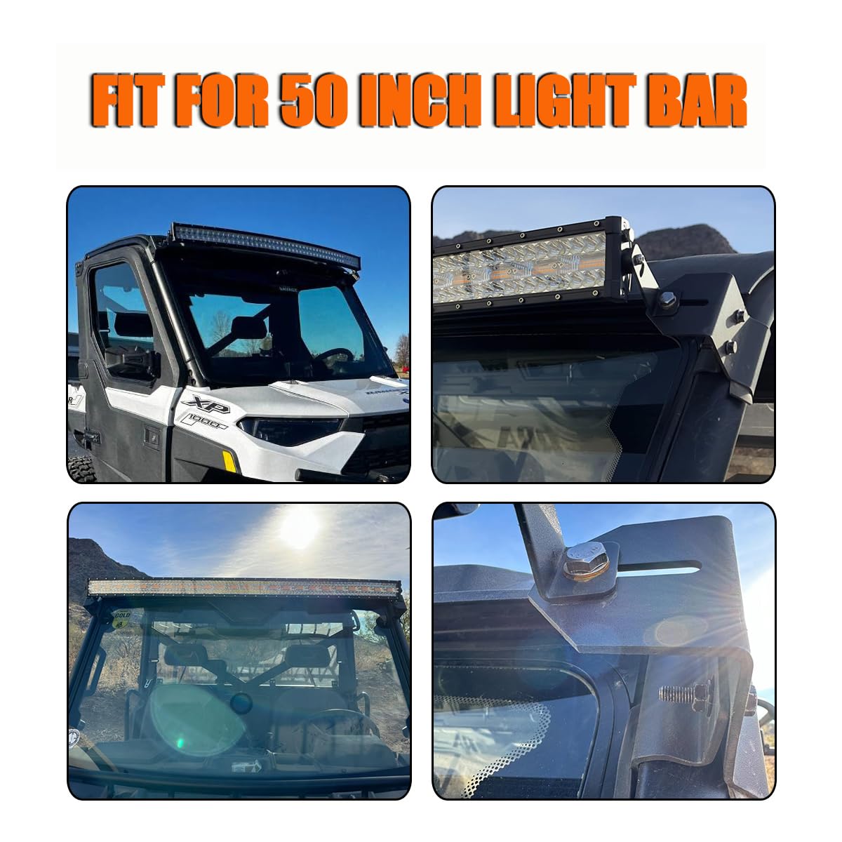 No-Drill Ranger Light Bar Mount Brackets - Pro Fit Cage Bracket for 50