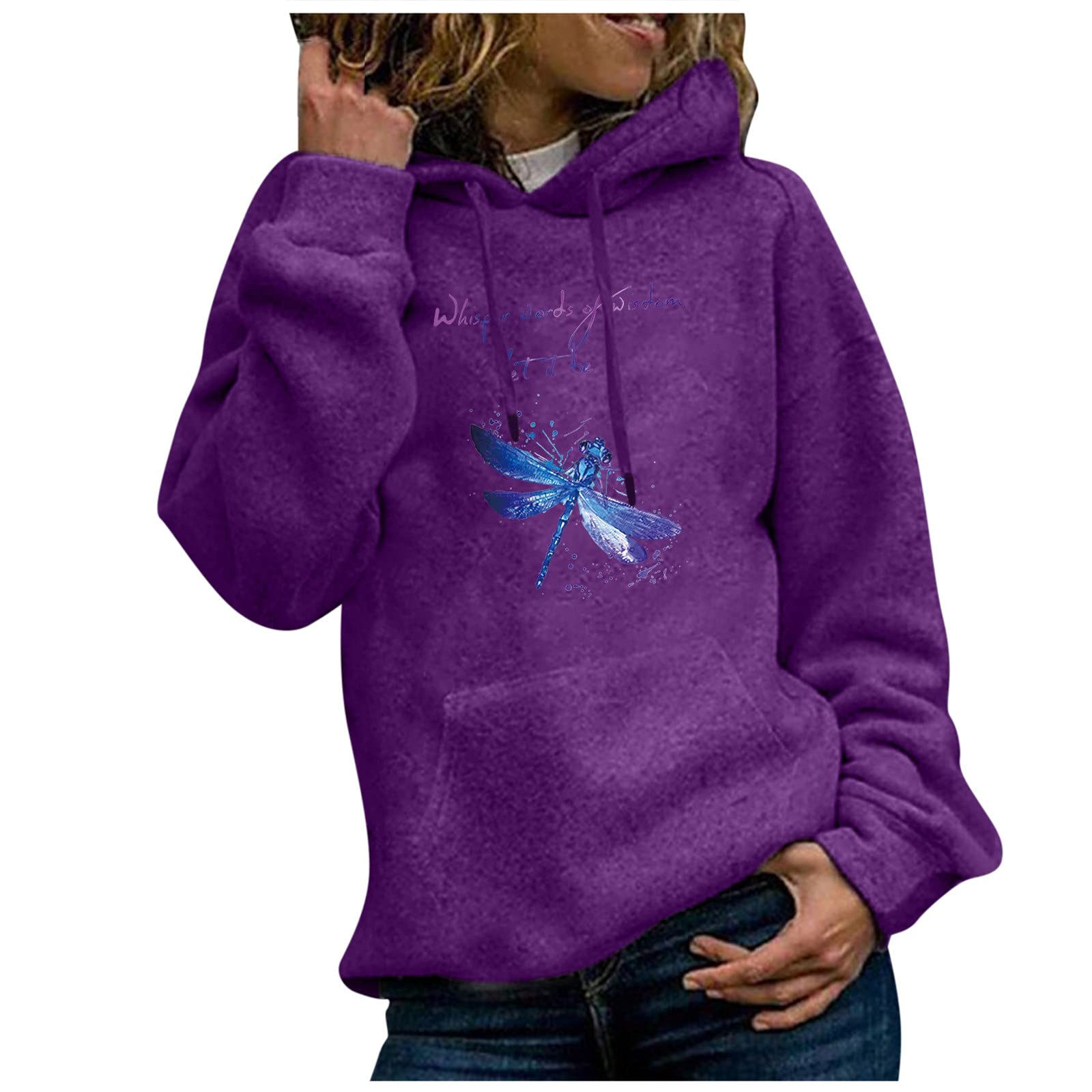 Women's Casual Hooded Pullover Sweater - Long Sleeve Pocket Print Fashion Top for Yoga, Workout & Everyday Wear | Cozy Fleece Hoodies & Sweatshirts for Women