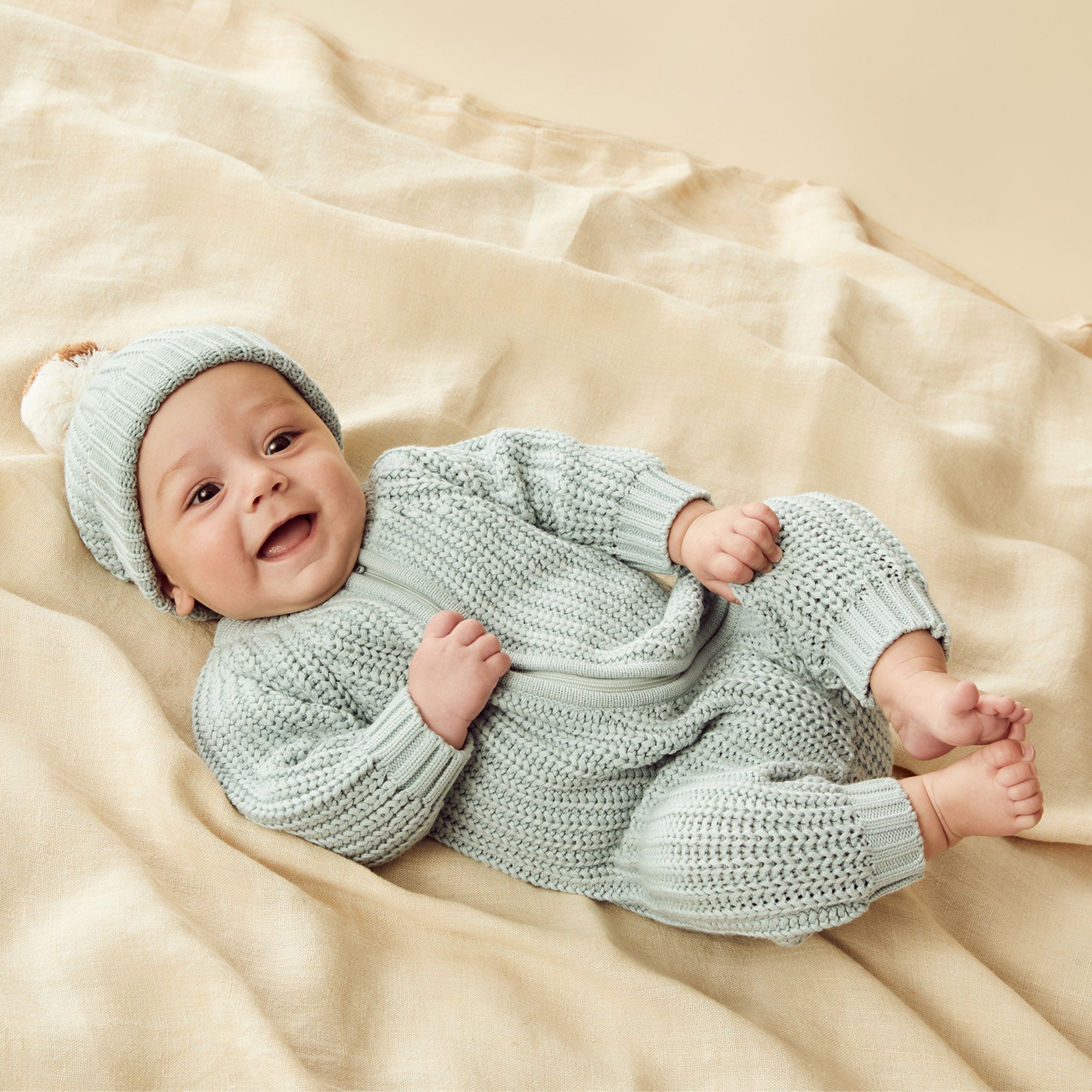Organic Duck Egg Knitted Baby Growsuit - Soft Cotton One-Piece Outfit for Newborns & Infants (Perfect for Home, Daycare & Photo Shoots)