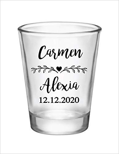 Personalized Wedding Favors for Guests - Custom Shot Glasses with Names & Date - Bulk Wedding Party Favors - Perfect for Bridal Showers, Receptions & Thank You Gifts
