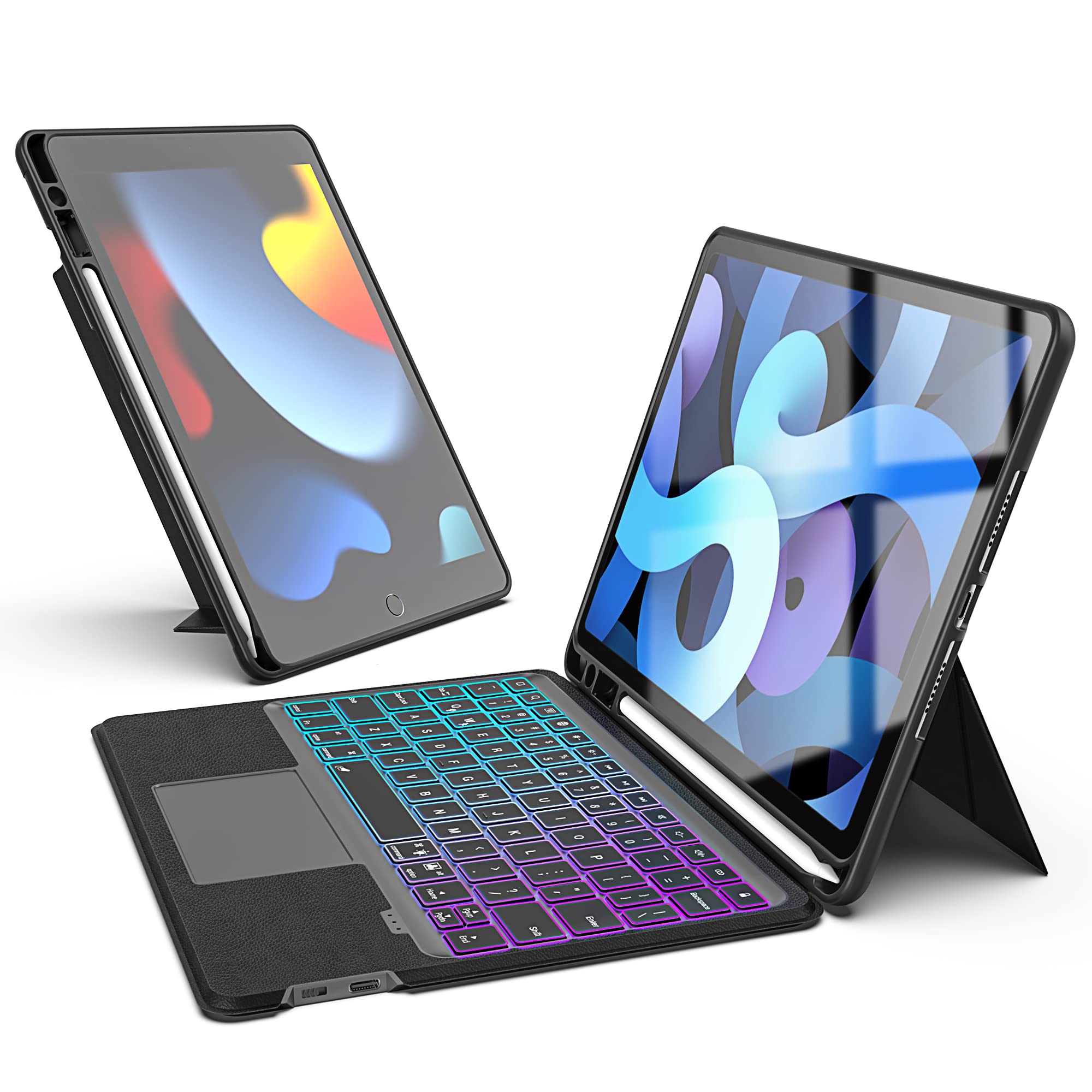 Tiaota iPad Keyboard Case with Touchpad & 7-Color Backlit - Compatible with iPad 9th/8th/7th Gen 10.2