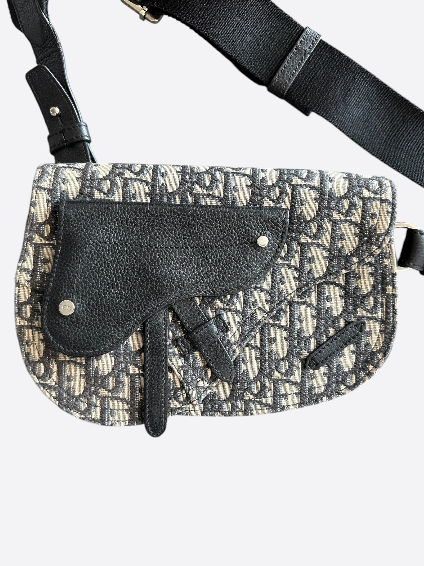 Dior Beige & Black Oblique Mini Saddle Bag - Luxury Crossbody Purse for Women | Perfect for Date Night, Parties & Everyday Use