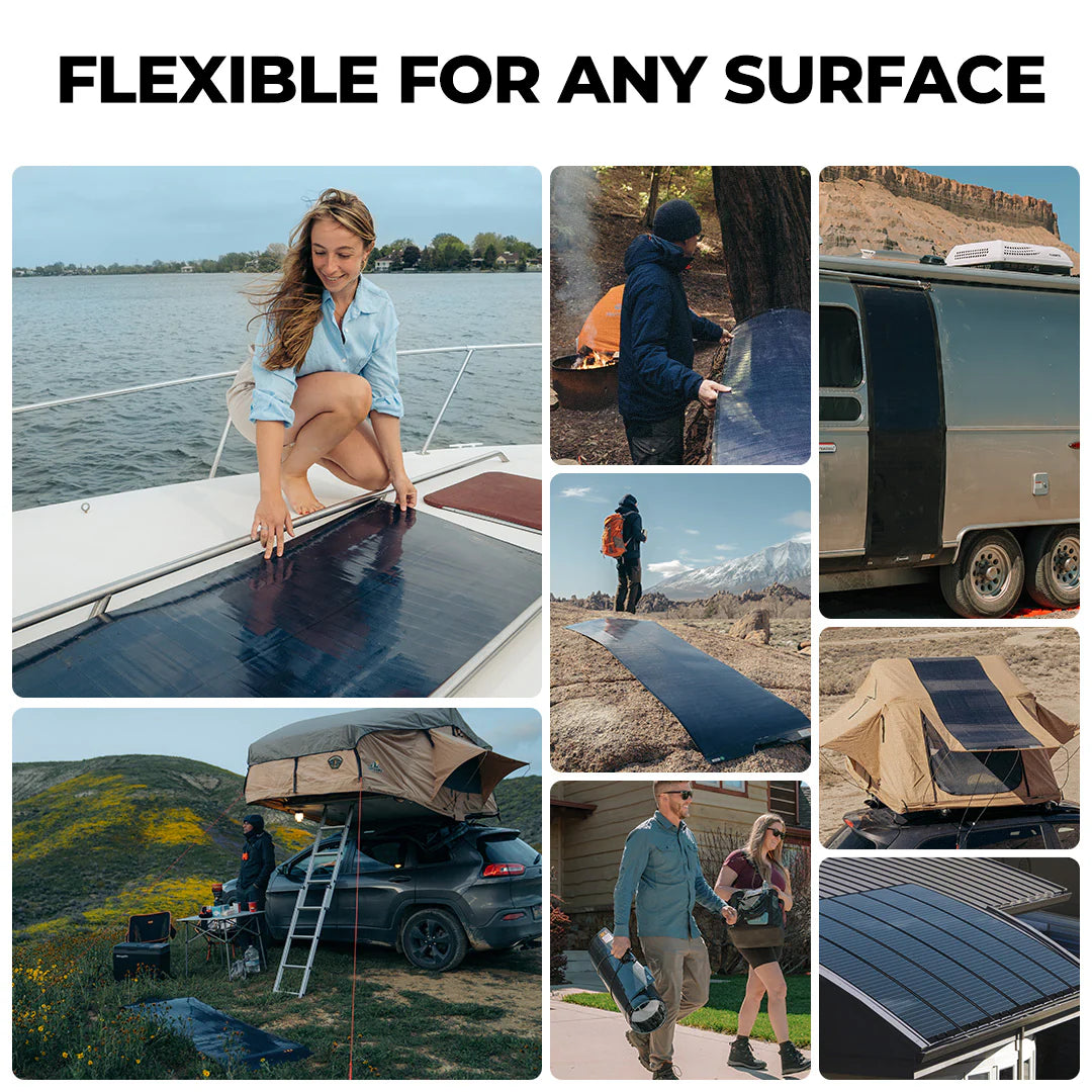 BougeRV Yuma 200W CIGS Thin-Film Flexible Solar Panel for RV, Boat, Camping & Off-Grid Power - Lightweight, Durable & Waterproof Portable Solar Charger
