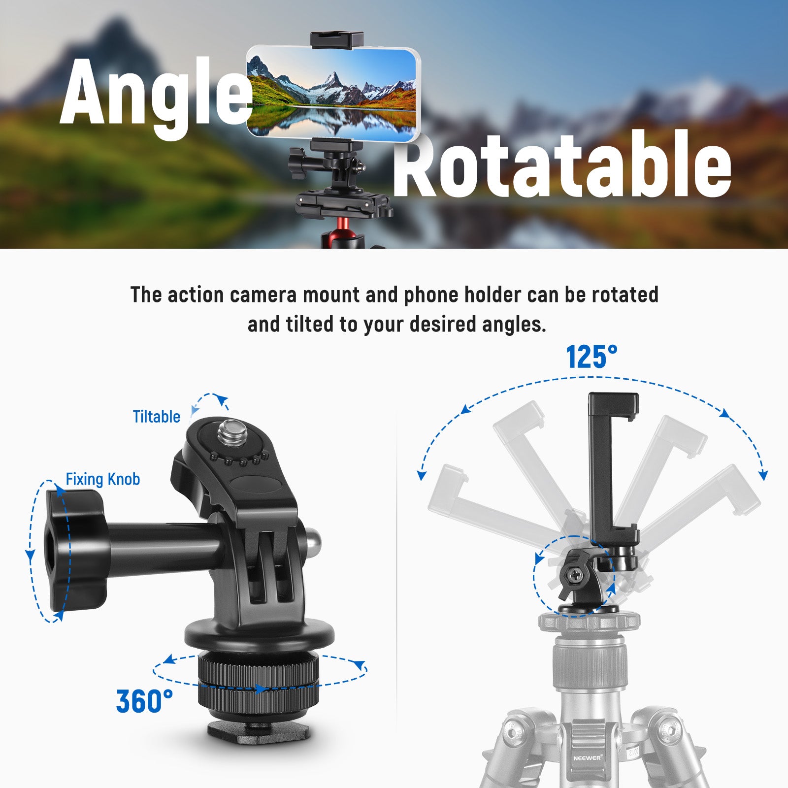 NEEWER Universal Smartphone Holder with Hot Shoe Mount Adapter Kit for DSLR Cameras - Perfect for Vlogging, Live Streaming & Photography