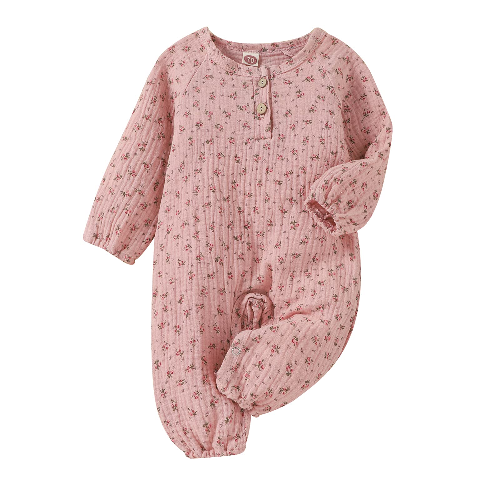 Adorable Newborn Baby Girl Clothes - Long Sleeve Floral Romper Jumpsuit with Bloom Print | Soft Cotton Infant Coveralls for 0-3 Months | Perfect for Photo Shoots, Family Gatherings & Daily Outfits
