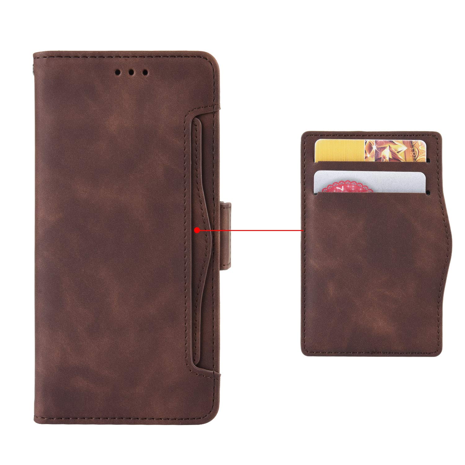 Premium PU Leather Wallet Case for BLU View 2 (B130DL) - Multi-Card Slot Flip Cover with Magnetic Closure | 5 Card Holder Slots | Perfect for Everyday Use, Travel & Business (Brown)