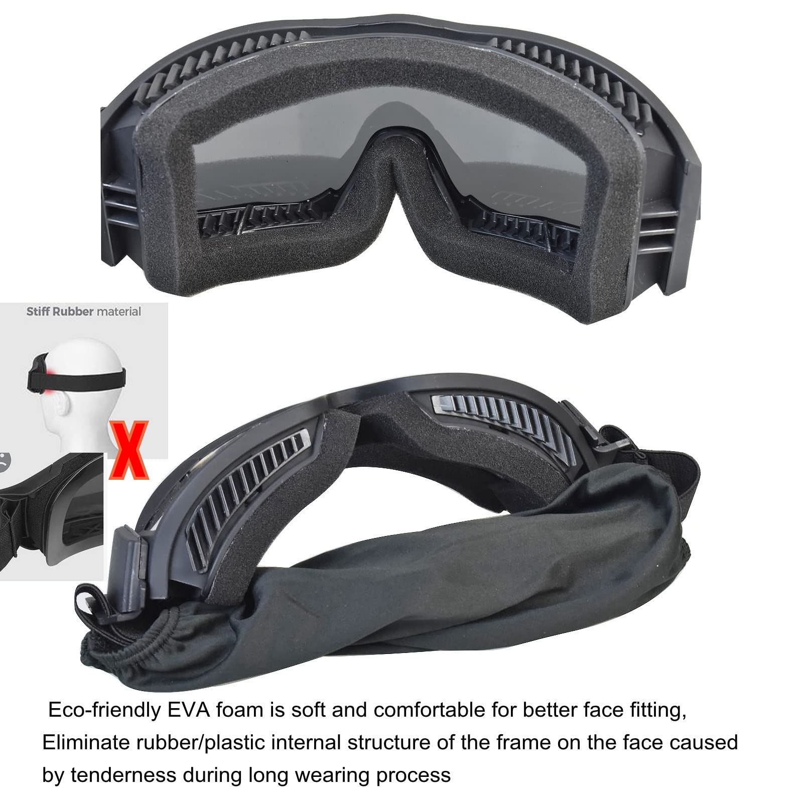 Tactical Safety Goggles - Anti Fog Military Shooting Glasses for Airsoft, Cycling, Hunting & Outdoor Activities | UV Protection & Impact Resistant for Sports & Work Safety