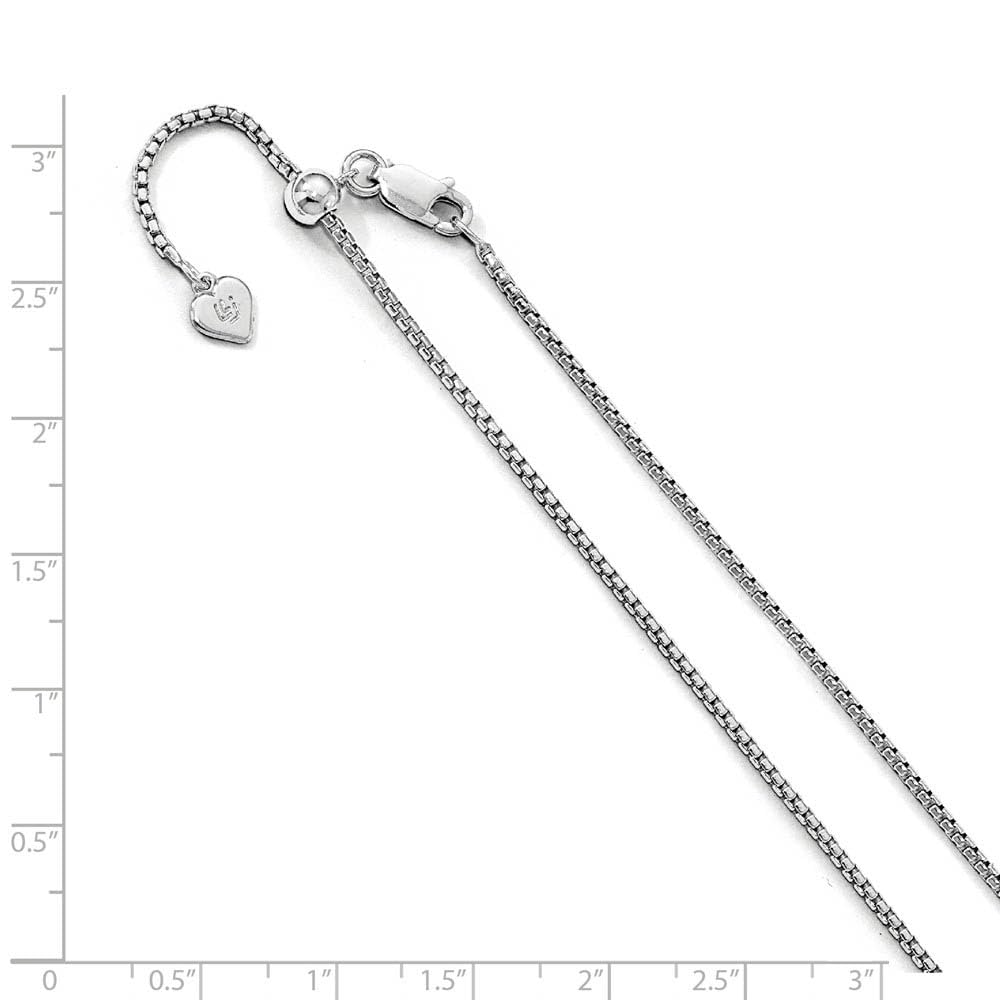 The Black Bow 1.5mm Rhodium Plated Sterling Silver Adjustable Solid Round Box Chain Necklace for Everyday Elegance and Special Occasions