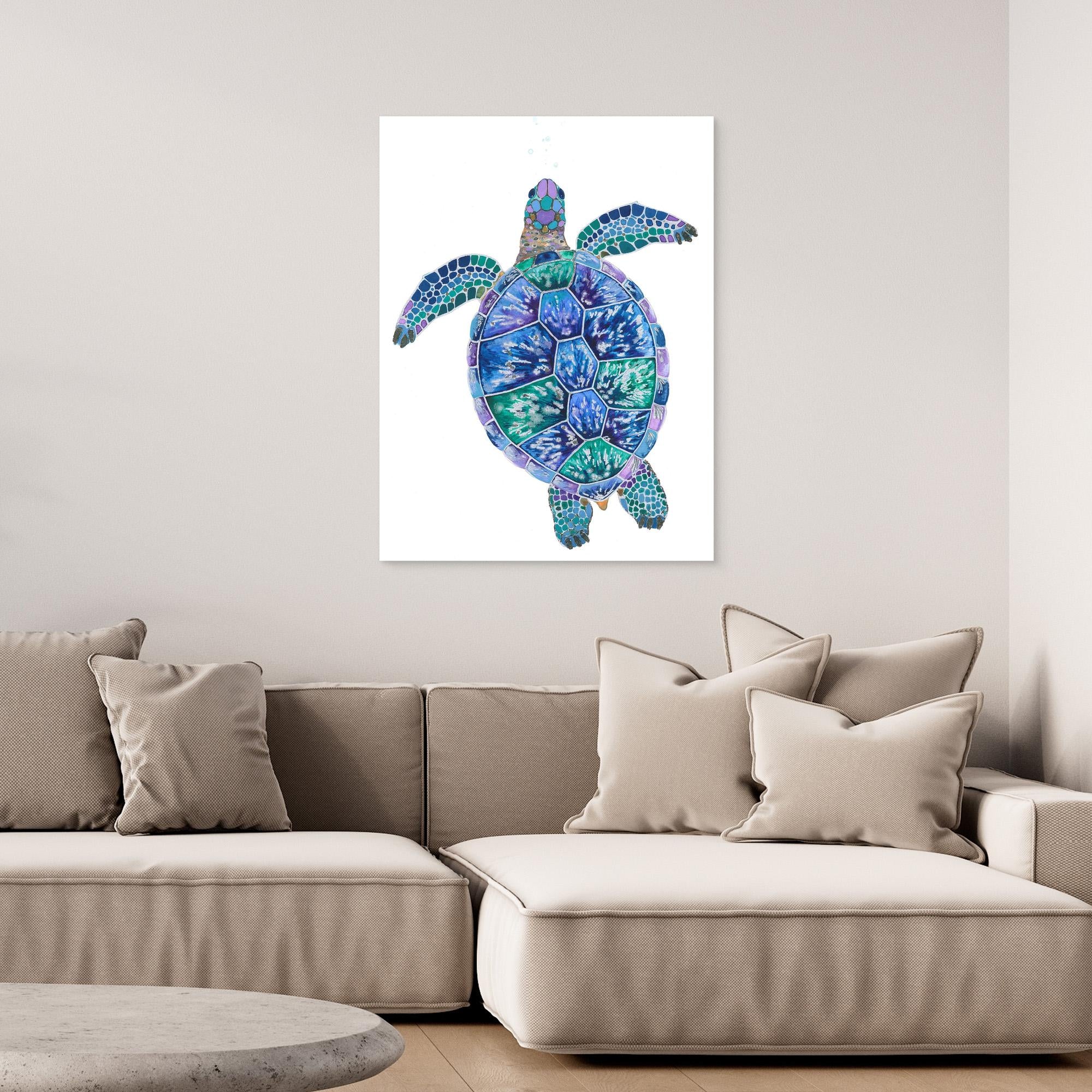 Blue Turtle Canvas Print by Isabelle Brent - Stunning Wall Art for Living Room, Bedroom & Office Decor