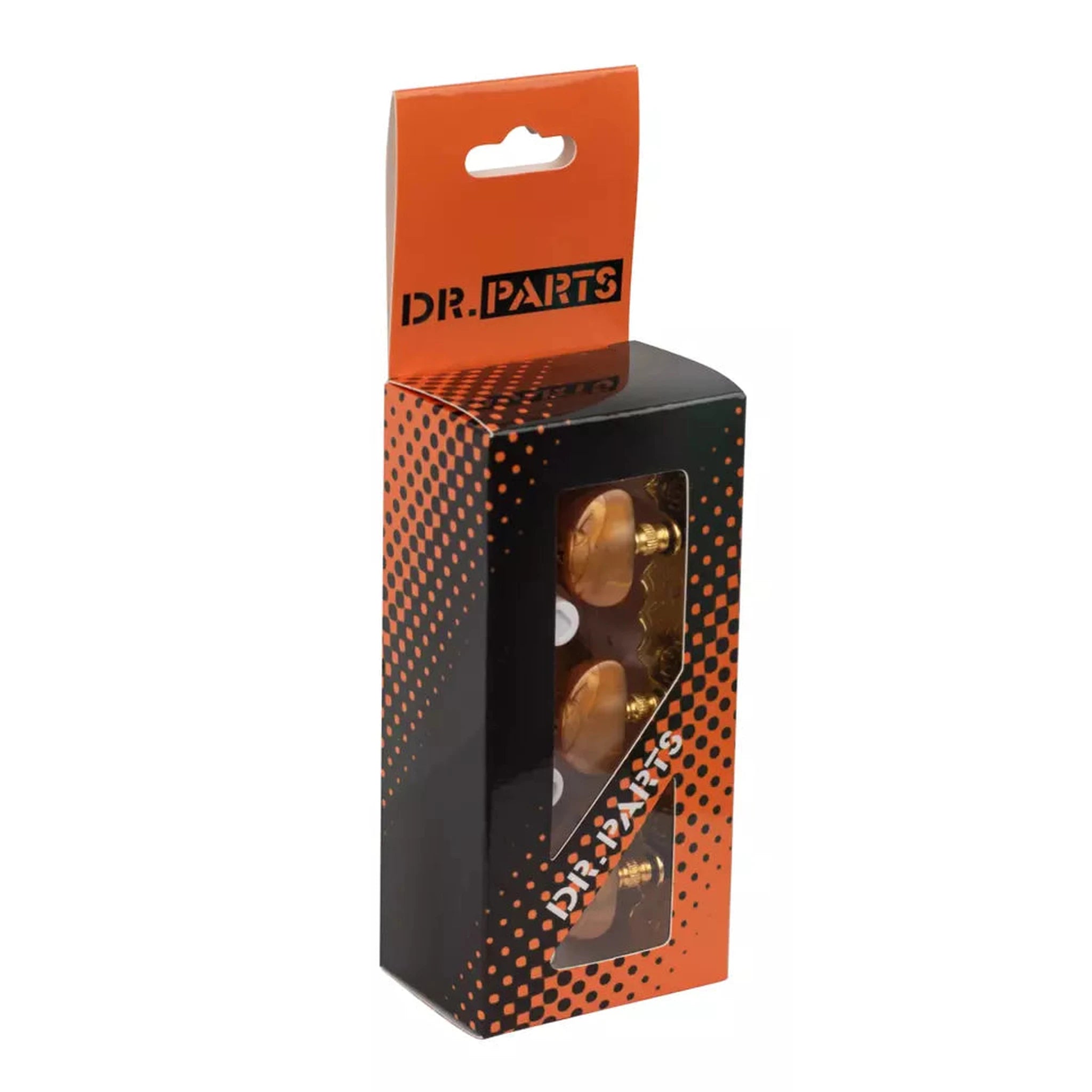 Dr Parts 613 Classical Guitar Tuning Pegs - Gold with Amber Buttons for Precise Tuning | Perfect for Acoustic & Classical Guitars, Replacement & Repair, Professional & Beginner Use