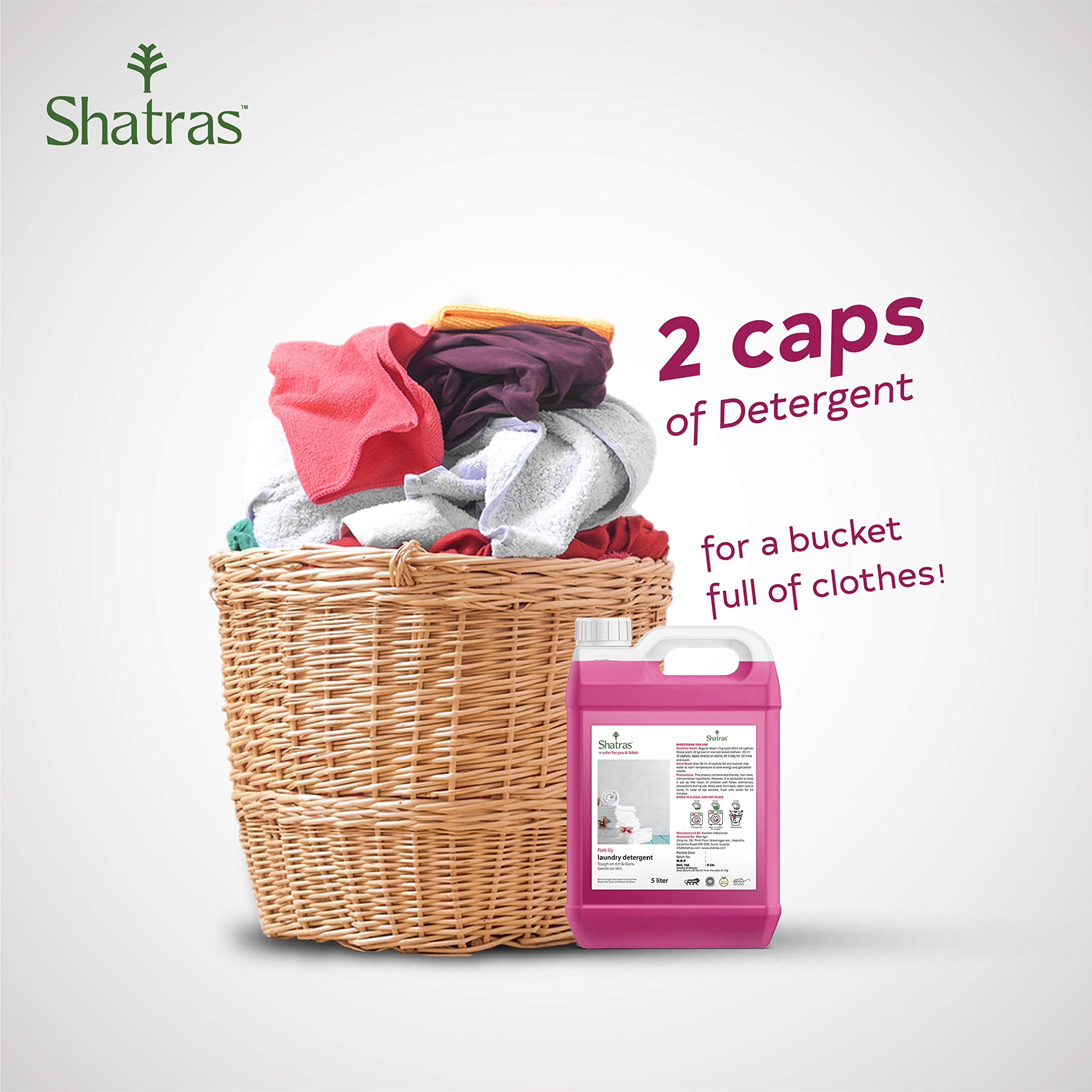 Shatras Natural Liquid Laundry Detergent - Hypoallergenic, Baby-Safe, Eco-Friendly with Fabric Conditioner - 5L for All Washing Machines (HE Compatible) - Perfect for Families, Sensitive Skin & Eco-Conscious Homes