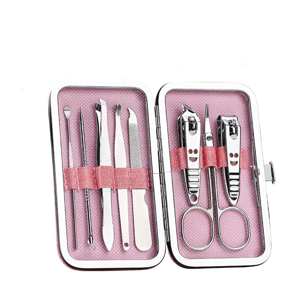 8Pcs Stainless Steel Nail Clippers & Scissors Set - Professional Manicure Pedicure Kit for Home & Travel - Durable Nail Care Tools with Case (Pink, One Size) - Perfect for Gifts, Salons & Personal Hygiene Essentials