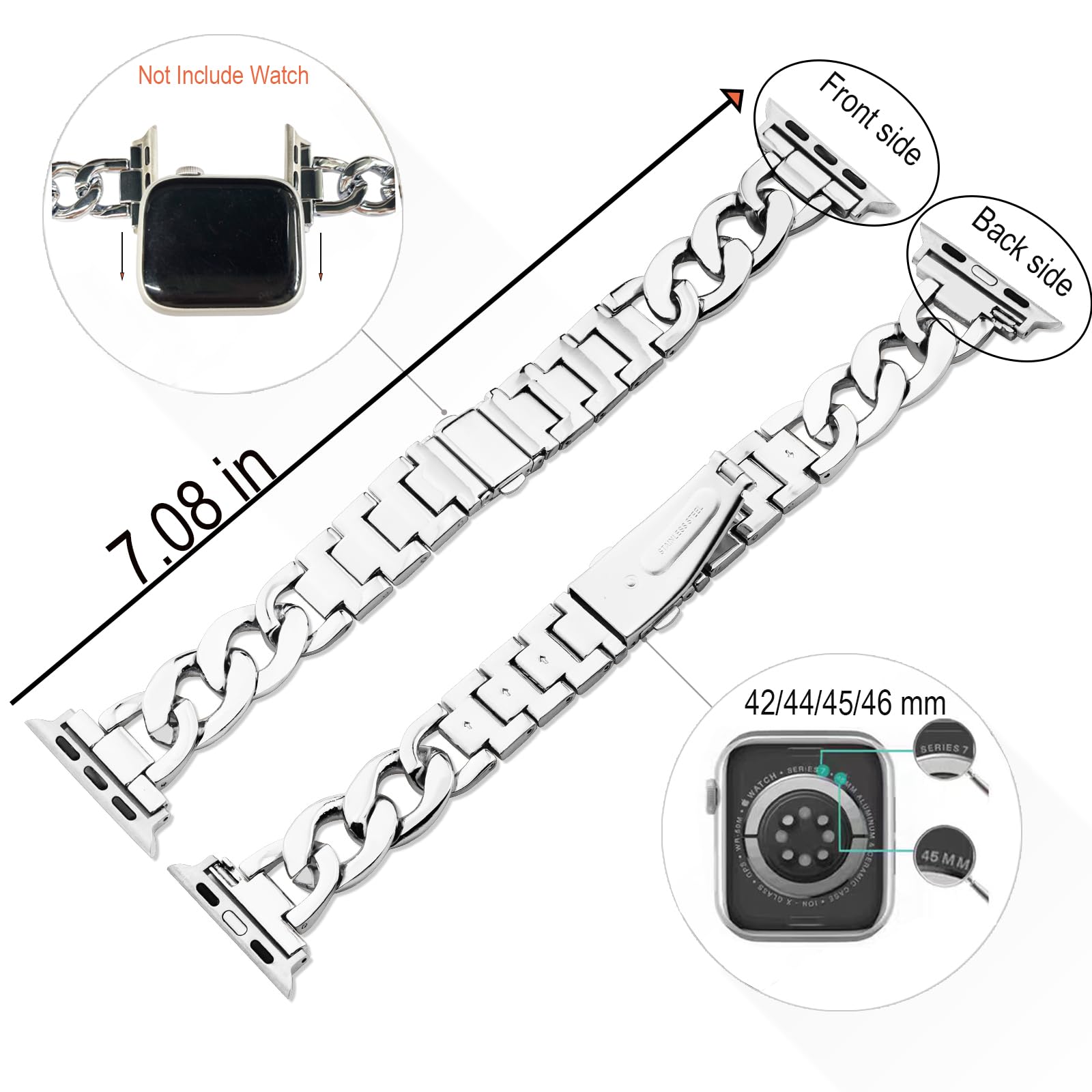 Kolgios 38mm 40mm 41mm 42mm 44mm 45mm 46mm Women's Fashion Smartwatch Bands Compatible with Apple Watch Series 10/9/8/7/6/SE/5/4 - Stylish Replacement Bracelet Strap for iWatch - Perfect Gift for Her - Ideal for Workouts, Office & Everyday Wear