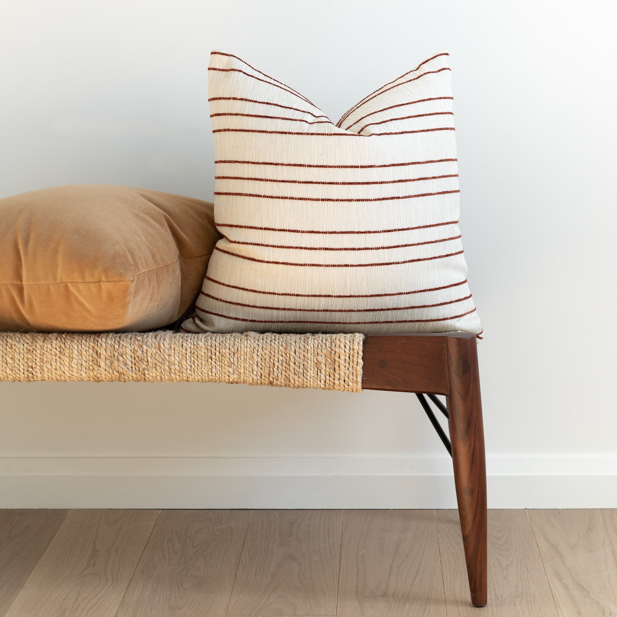 Spar Stripe 20x20 Decorative Throw Pillow Cover - Russet Brown for Couch, Sofa, Bedroom & Living Room Decor