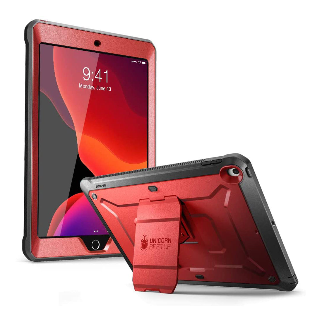 iPad 10.2 inch Unicorn Beetle PRO Rugged Case - Shockproof Protective Cover with Built-in Screen Protector (Metallic Red) - Perfect for Outdoor Adventures, Construction Work & Travel Protection