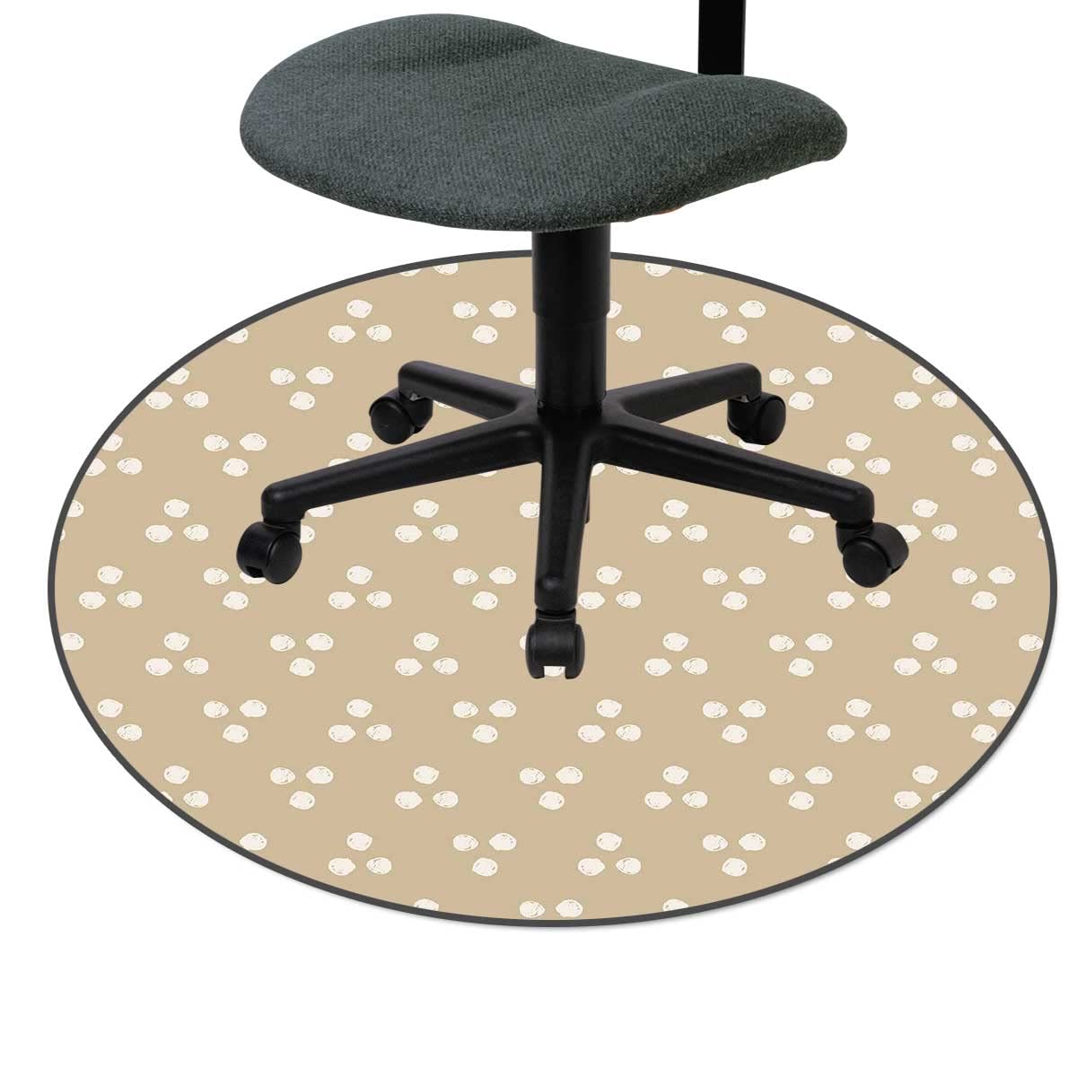 Brown Carpet Chair Mat with Lattice Geometry & Polka Dots - 37 Inch Nordic Style Tile Floor Protector for Office - Anti-Fatigue Desk Mat for Hardwood & Laminate Floors (Home Office & Workspace Use)