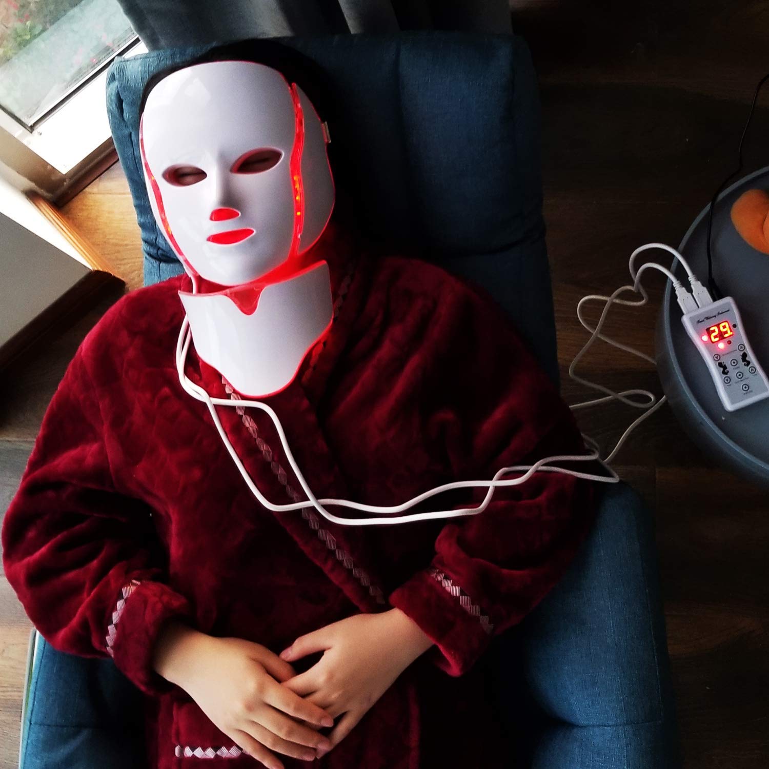 7-Color LED Face Mask for Acne & Skin Therapy - Photon Light Therapy Mask with Proven Results (White) | At-Home Facial Treatment & Anti-Aging Skincare