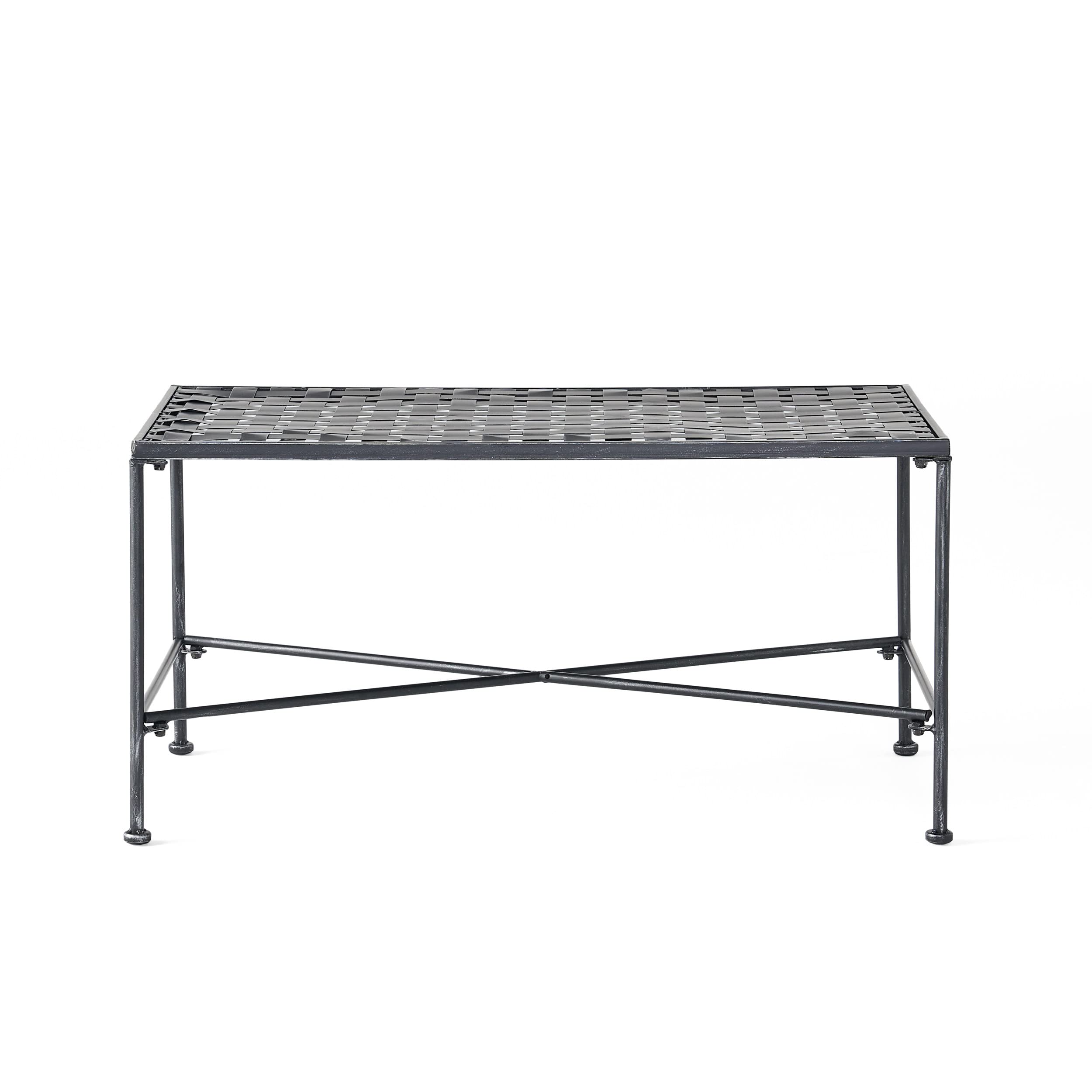 Christopher Knight Home Petra Iron Coffee Table, Black Brush Silver - Modern Living Room Centerpiece for Small Spaces & Apartments