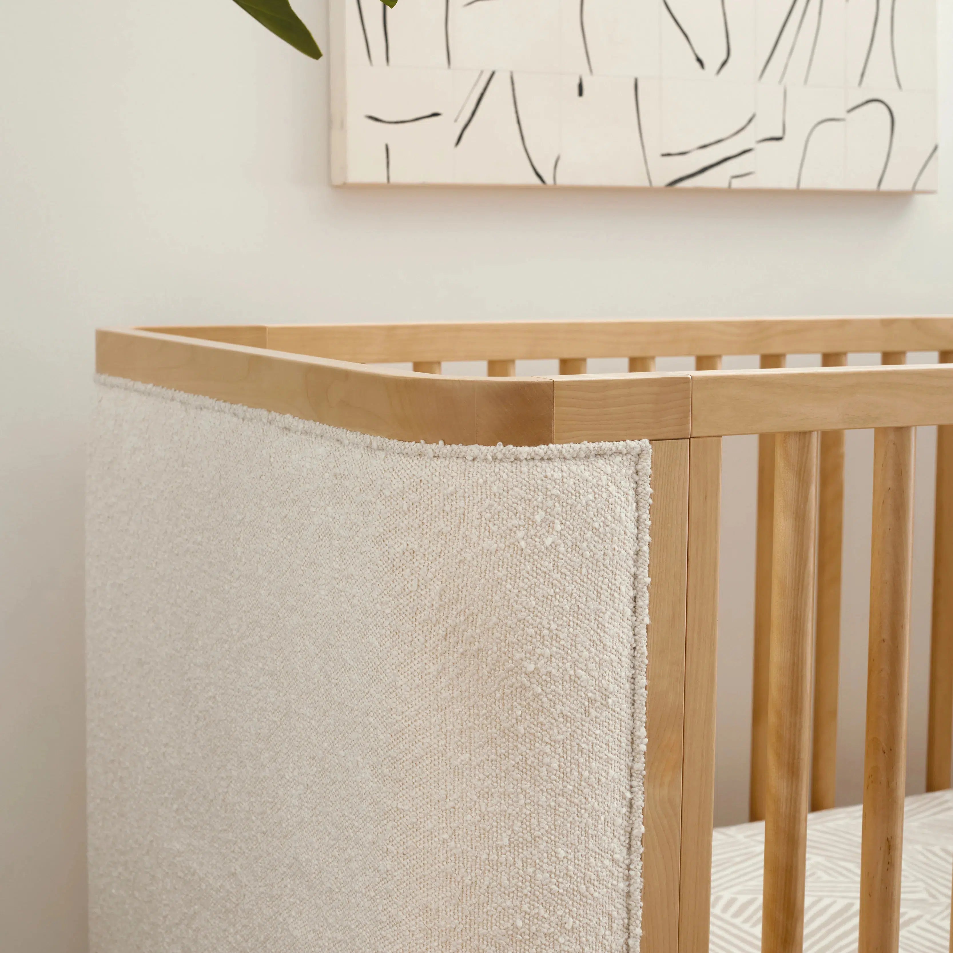 Babyletto Bondi Boucle 4-in-1 Convertible Crib in Honey with Ivory Boucle Fabric - Nursery Essential for Newborns, Toddlers & Kids Bedroom Decor