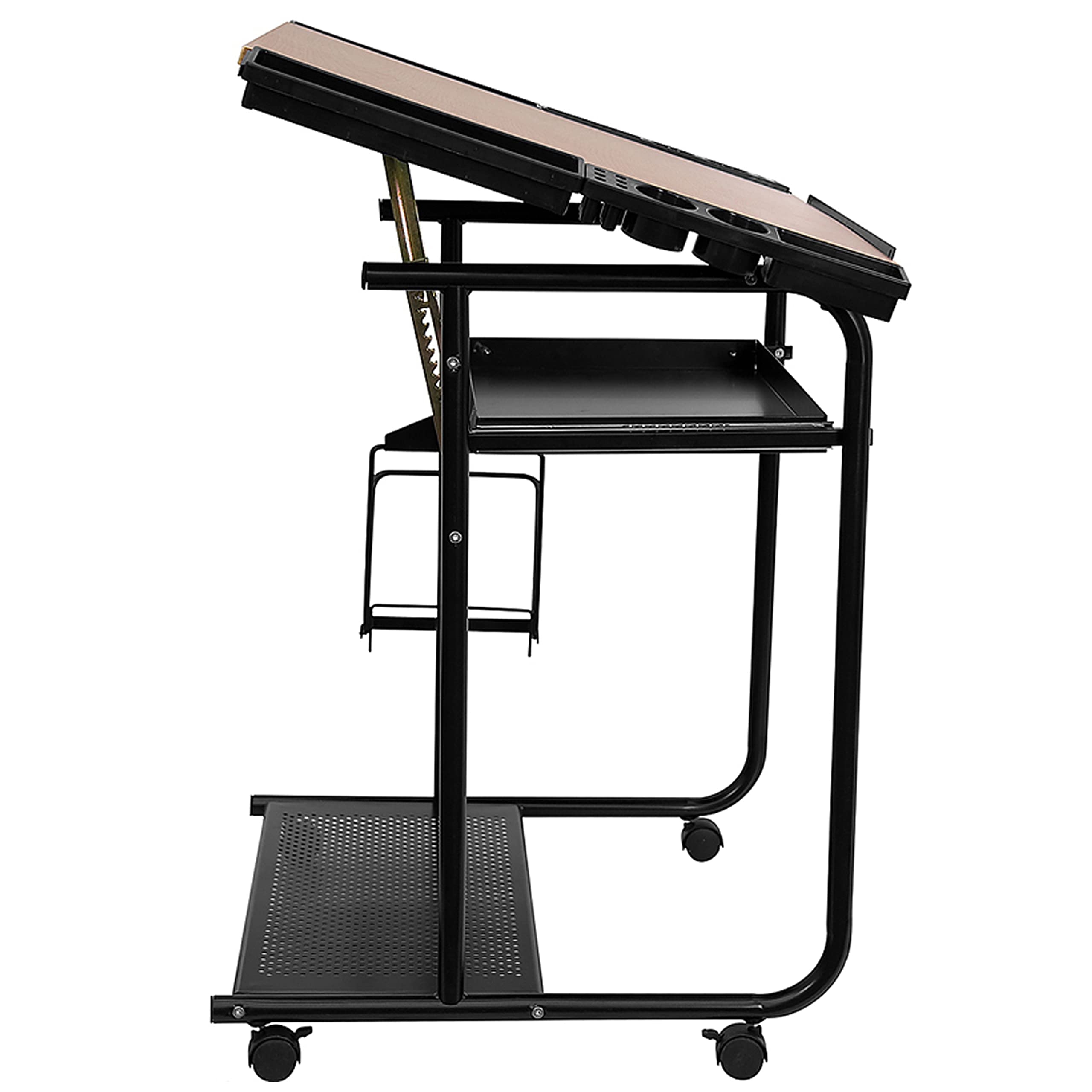 Adjustable Drafting Table with Dual Wheel Casters - EMMA & OLIVER Ergonomic Drawing Desk for Artists & Architects | Perfect for Home Studio, Office & Classroom Workspaces