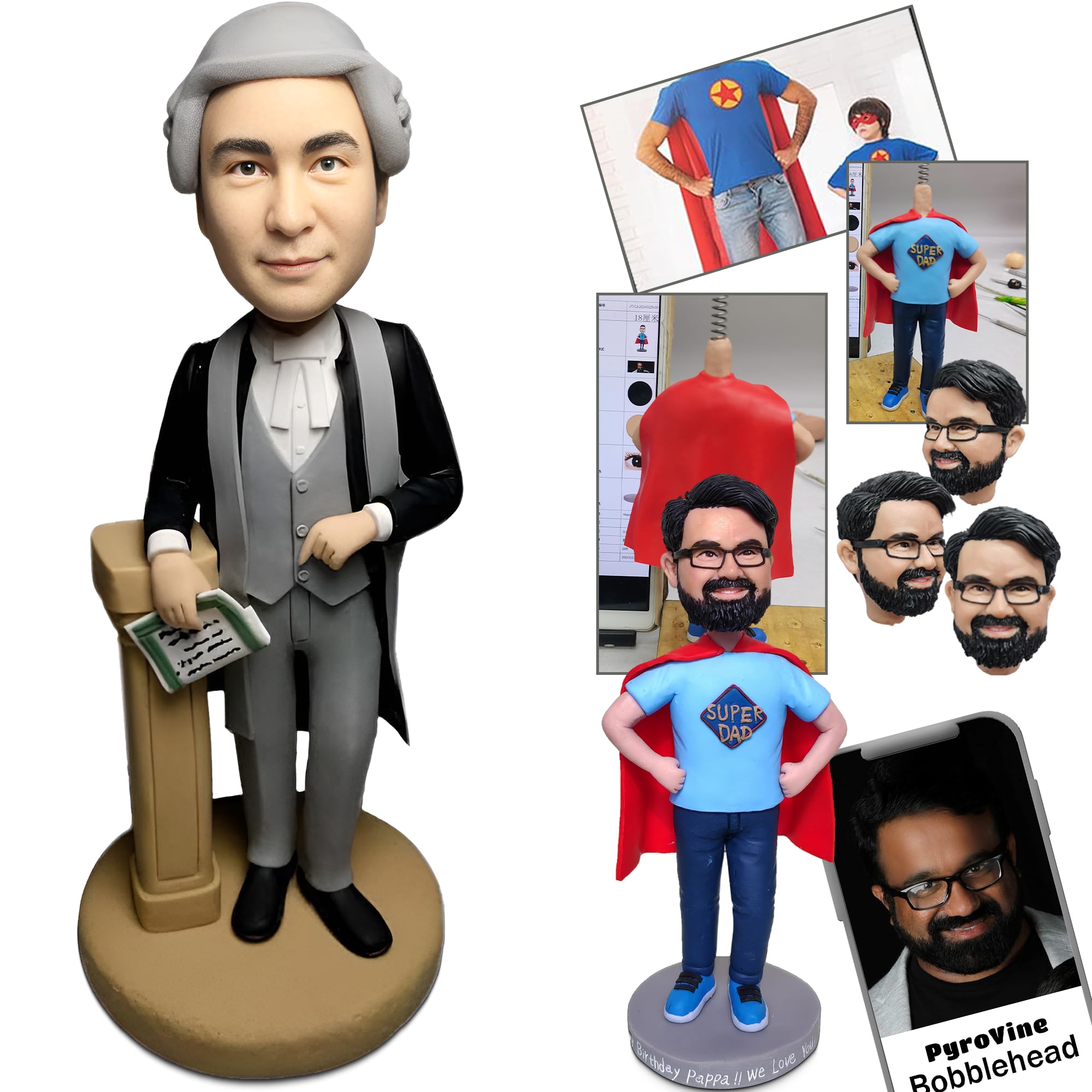 Custom Bobblehead Figurine - Personalized Handmade Photo Sculpture for Adults | Unique Collectible Gift for Men, Bosses & Boyfriends | Perfect for Birthdays, Anniversaries & Office Decor