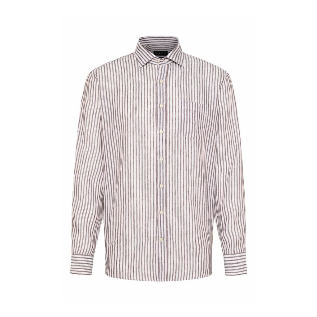 BUGATTI Stripe Long Sleeve Shirt for Men - Soft Cotton Casual Button Down Shirt in Pale Pink - Perfect for Office, Date Night & Business Casual Outfits