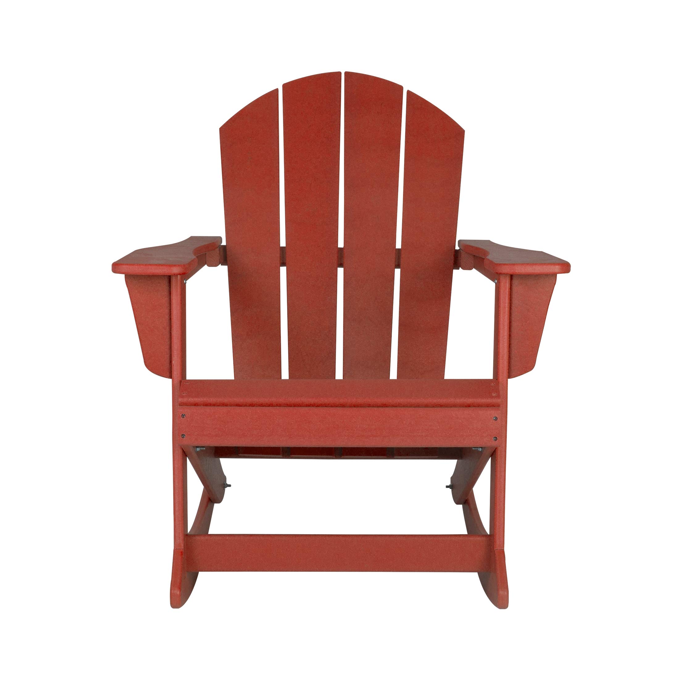 **WO Home Furniture Classic Outdoor HDPE Rocking Chair - UV & Weather Resistant, Comfortable Patio Rocker (Red) - Perfect for Gardens, Decks, and Porches**