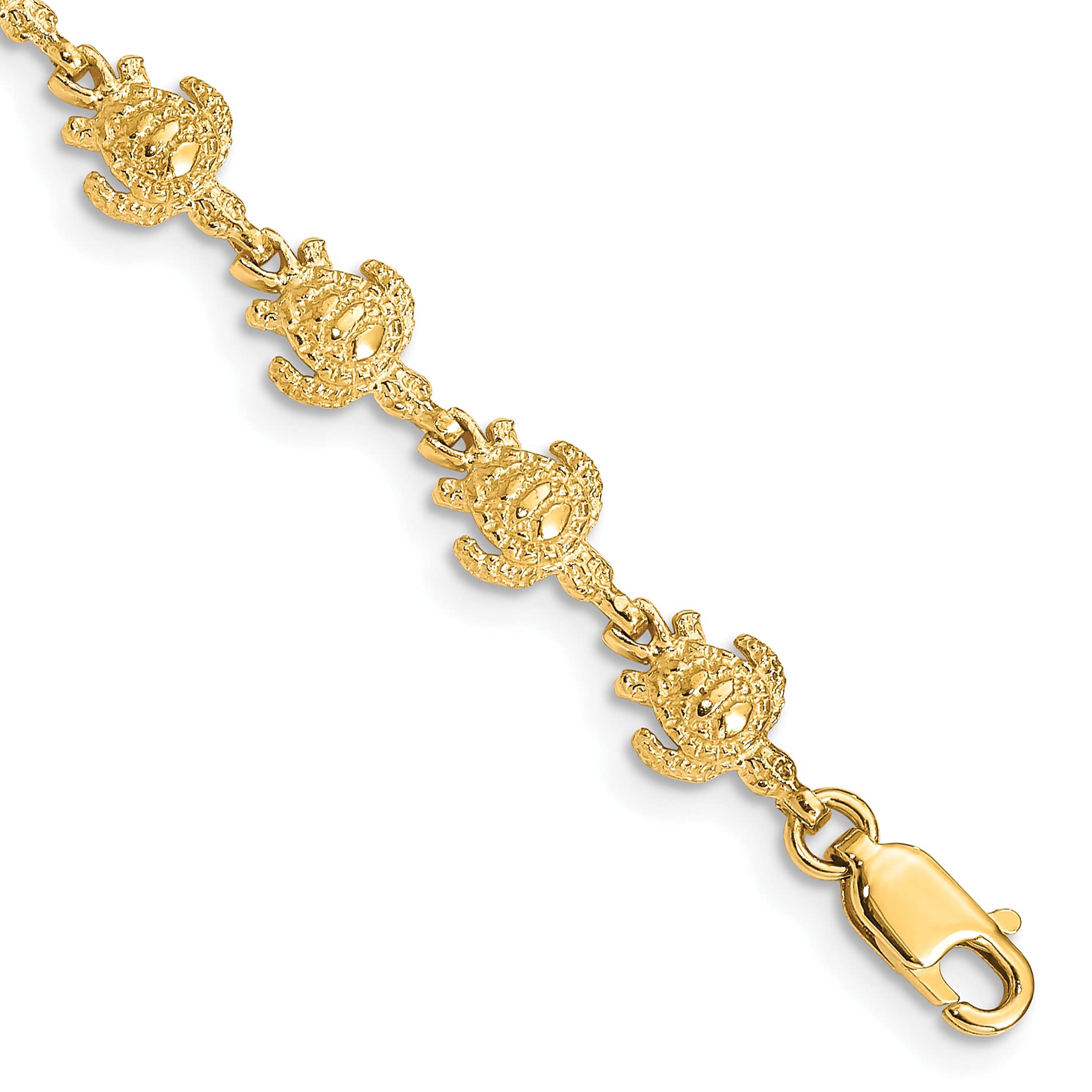 14K Yellow Gold Turtle Bracelet for Women - Polished & Textured Solid Gold Jewelry - Perfect for Gifts, Everyday Wear & Special Occasions