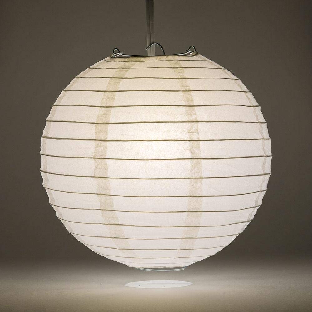 Bulk 18 Inch White Round Paper Lanterns - 100 Pack Hanging Decorations with Even Ribbing for Party, Wedding, Festival & Home Decor