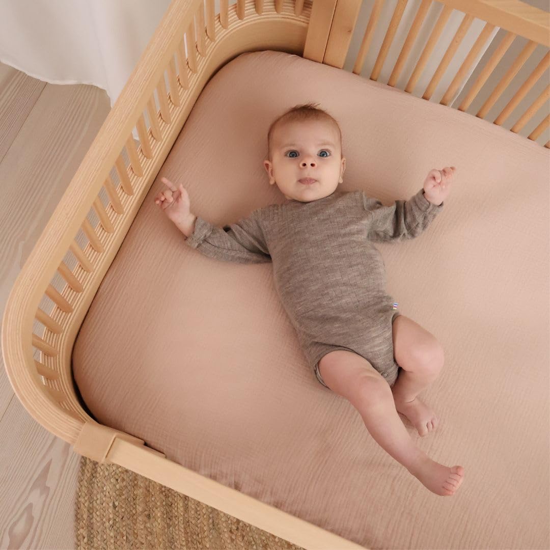 Huxie 100% Organic Muslin Mini Crib Sheets - Super Soft Baby Bedding 24