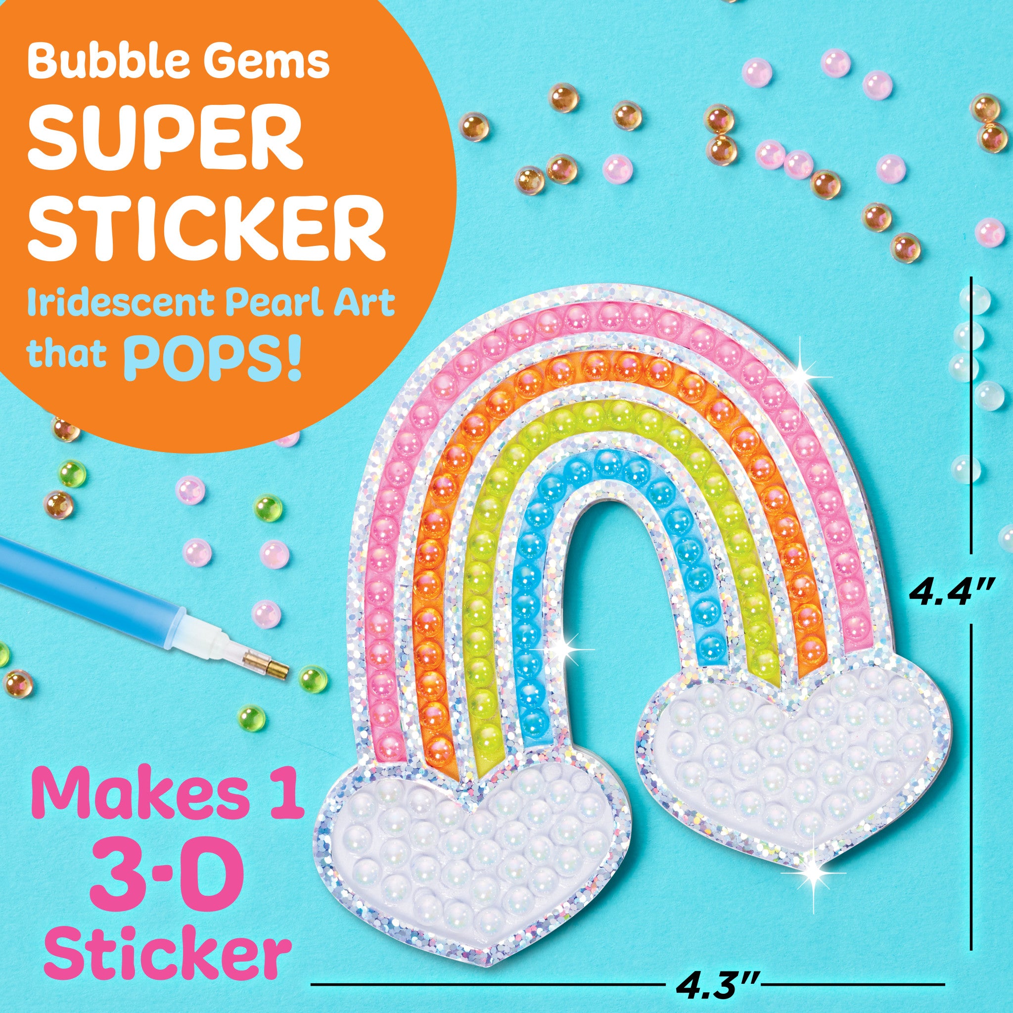 Bubble Gems™ Super Sticker Rainbow - 500+ Colorful Stickers for Kids, DIY Crafts, Scrapbooking & Journaling - Fun Classroom & Party Supplies #6469000