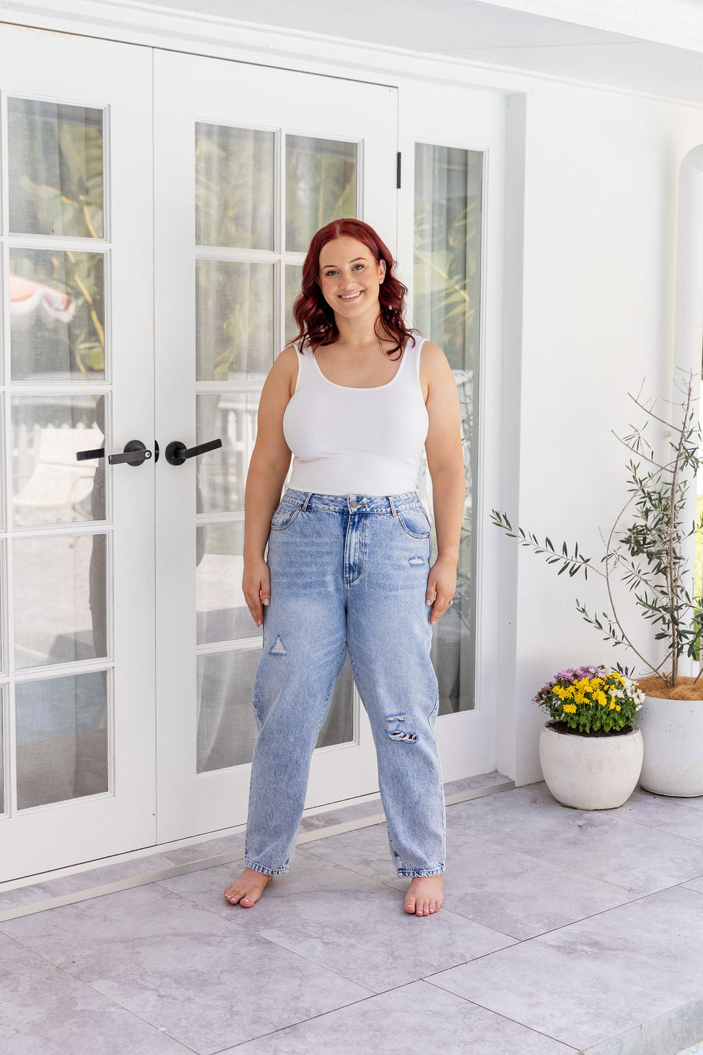 Cerys Light Blue Acid Wash Jeans for Women - High Waisted Distressed Denim Pants | Perfect for Casual Outfits, Streetwear & Everyday Wear