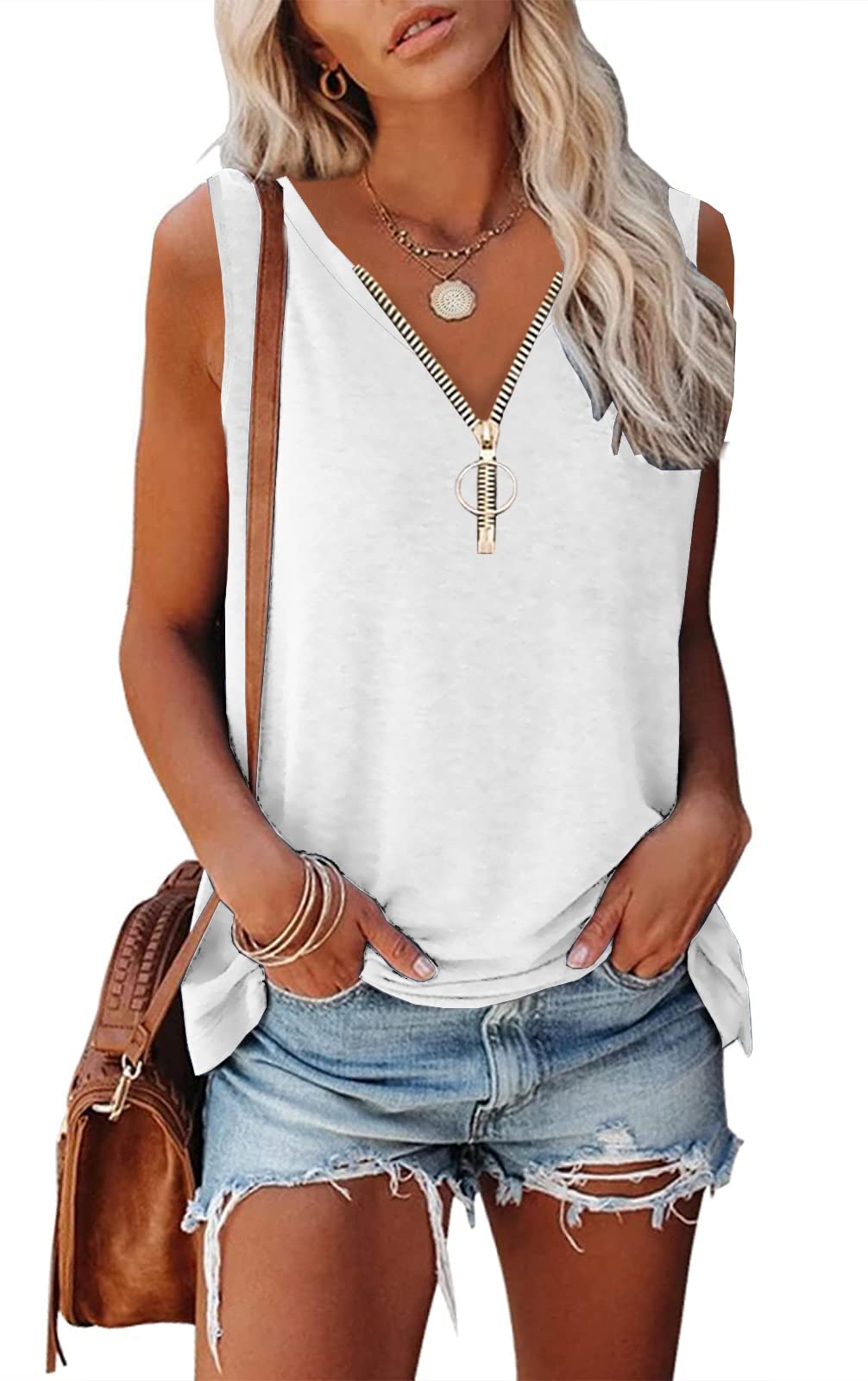 Trendy Women's Summer Tank Tops 2023 - Sleeveless Loose Fit Athletic Shirts for Gym, Yoga & Casual Wear