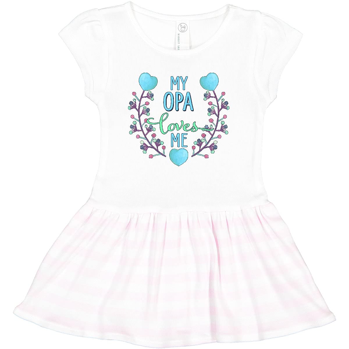 Inktastic My Opa Loves Me Floral Heart Toddler Dress - Cute Outfit for Grandparents Day, Family Photos & Special Occasions