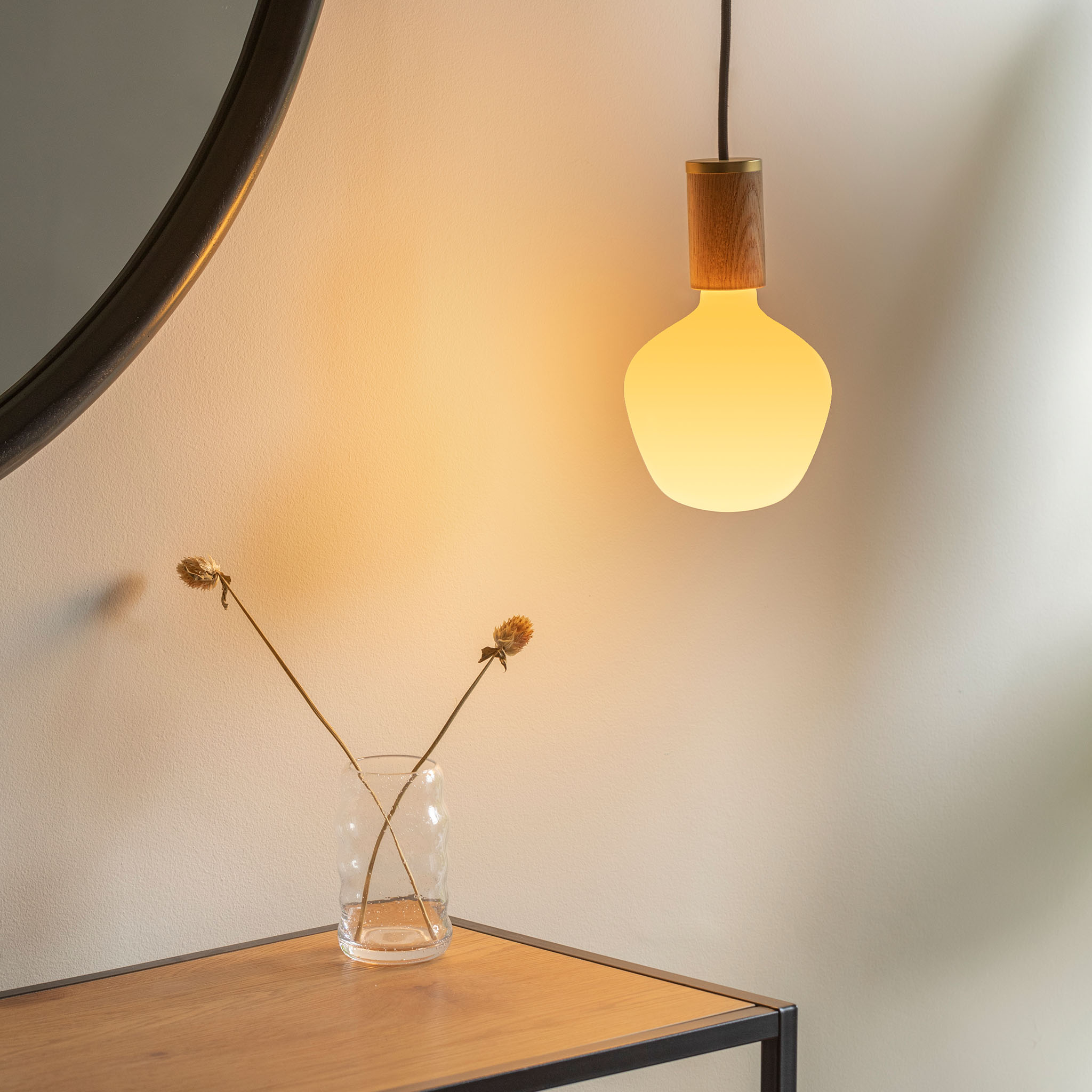 Modern Enno Oak Wood Pendant Light - Handcrafted Hanging Ceiling Lamp for Kitchen, Dining Room & Bedroom Lighting