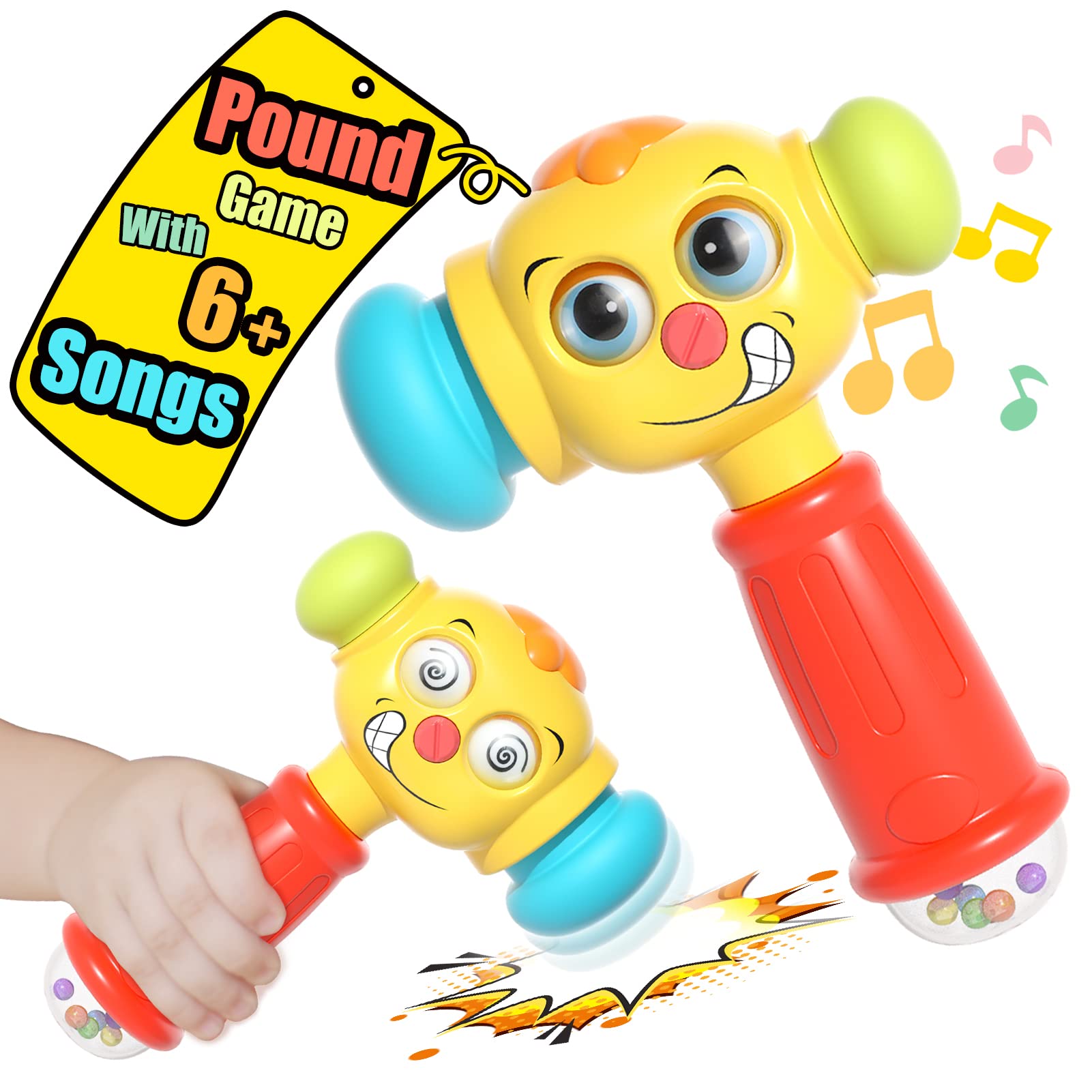 Best Baby Toys for 1 Year Old Boys & Girls - Musical Light-Up Hammer Toy with Changeable Eyes - Educational Toddler Toys 12-18 Months - Perfect 1st Birthday Gift for Infants | Fun Developmental Play for Crawling & Learning