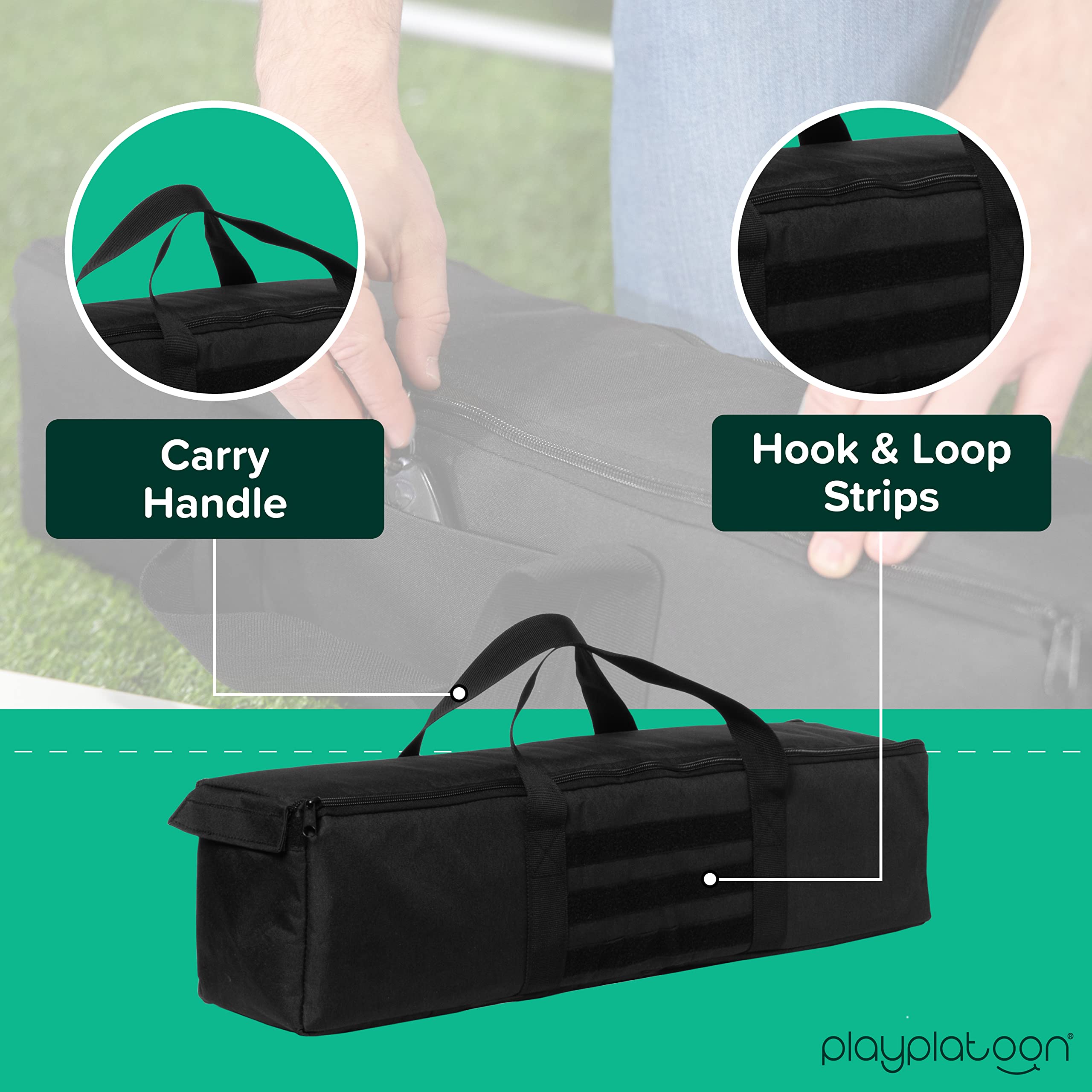 Premium Cornhole Bags Carrying Case with 4 Separate Pouches & Handle - Durable Duffel Design Holds Up to 24 Bean Bags - Perfect for Cornhole Tournaments, Tailgating, and Backyard Games (Black)