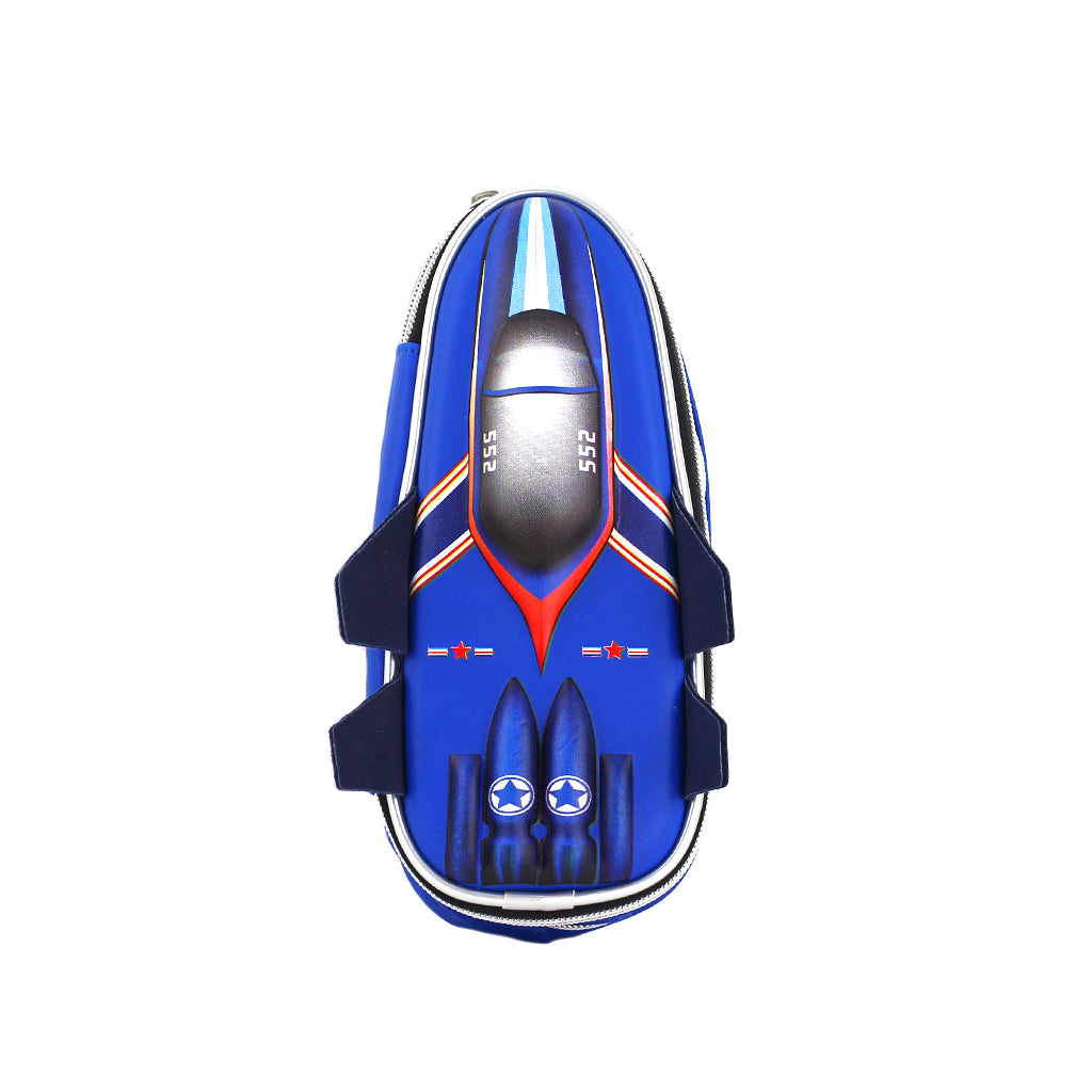 Hard Top Pencil Case with Rocket Ship Design - Durable School & Office Supplies for Students, Artists & Professionals - Perfect for Backpacks, Desks & Travel Organization