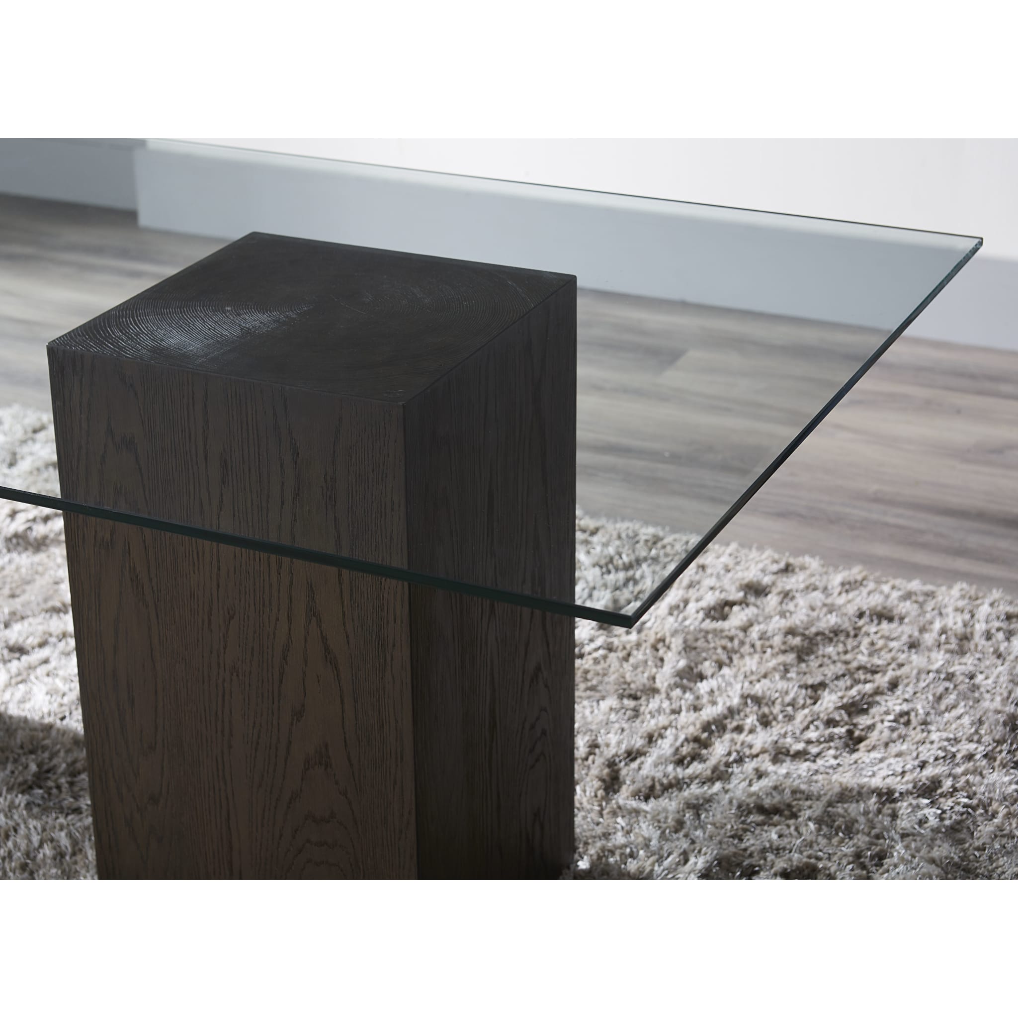 French Roast Modesto Rectangular Glass Top Dining Table - Modern Kitchen & Dining Room Furniture for Family Gatherings & Dinner Parties