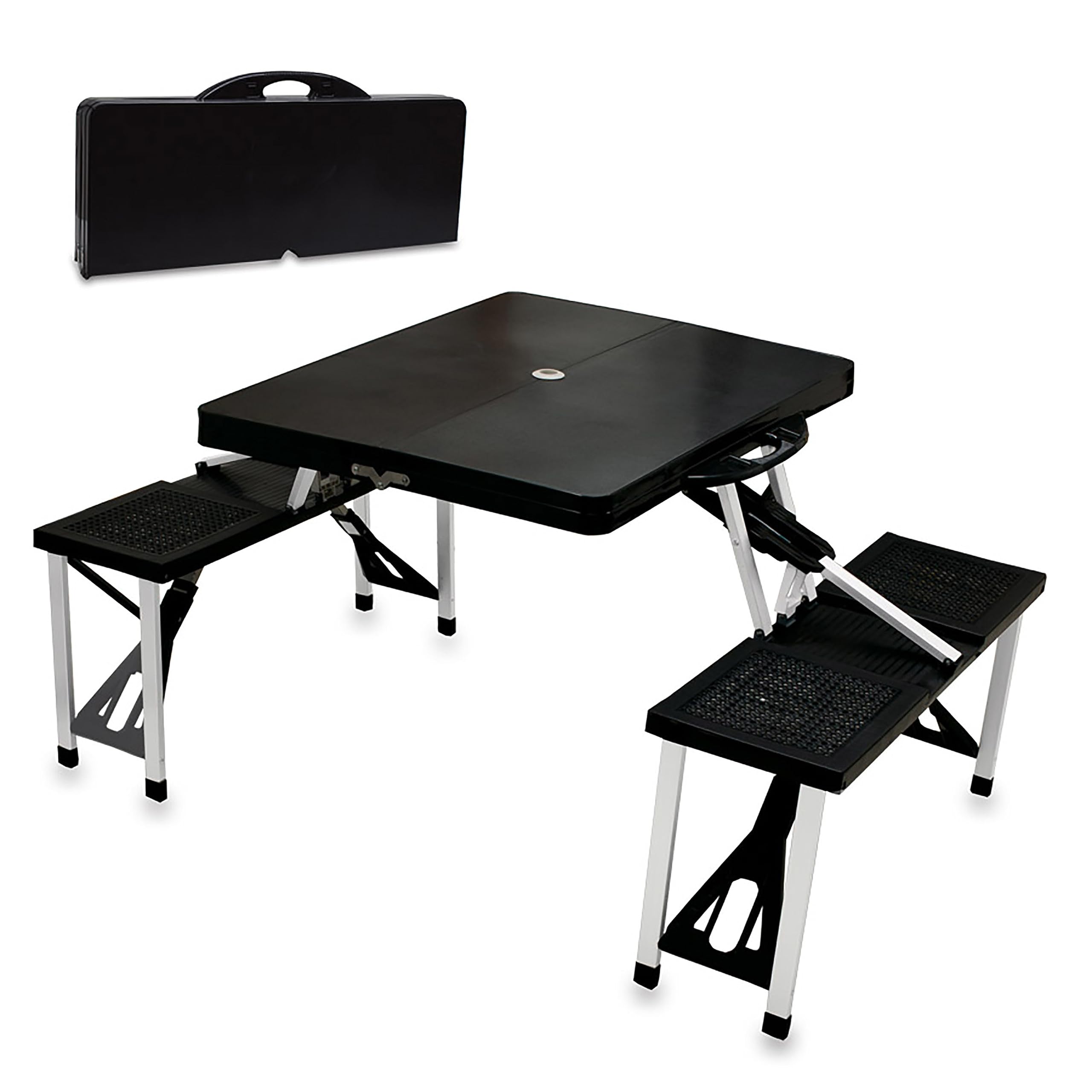 PICNIC TIME Portable Folding Picnic Table with Umbrella Hole - Lightweight Camping Table for Outdoor, Beach, Backyard & Tailgating Parties - Compact Foldable Design for Easy Storage & Transport