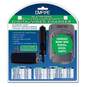 Universal AC/DC Battery Charger for Pentax, Ricoh & Sanyo Cameras - Fast Charging for Travel & Photography