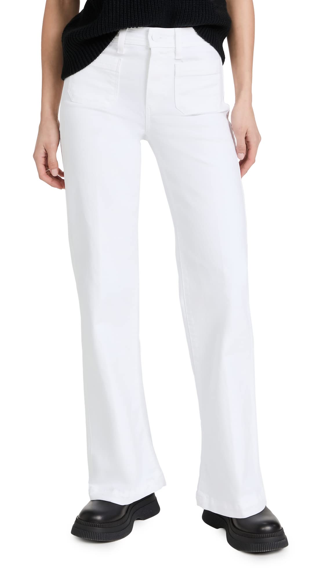 PAIGE Women's Leenah Crisp White Pants - High Waisted Slim Fit Dress Pants for Office, Business Casual & Formal Wear | Comfortable Stretch Work Pants for Women